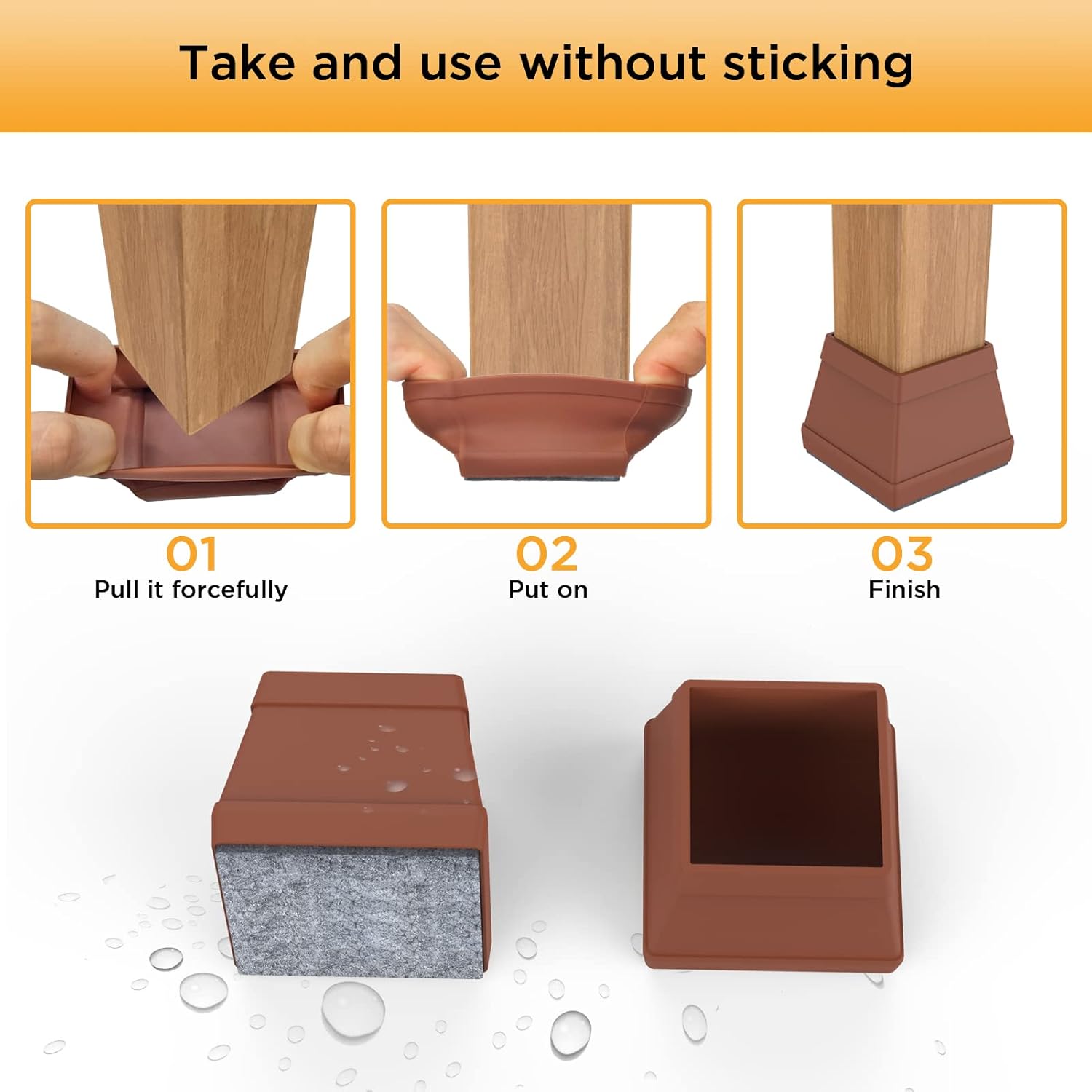 16 PCS Square Chair Leg Floor Protector, Silicone Chair Leg Cover, Furniture Leg Protectors with