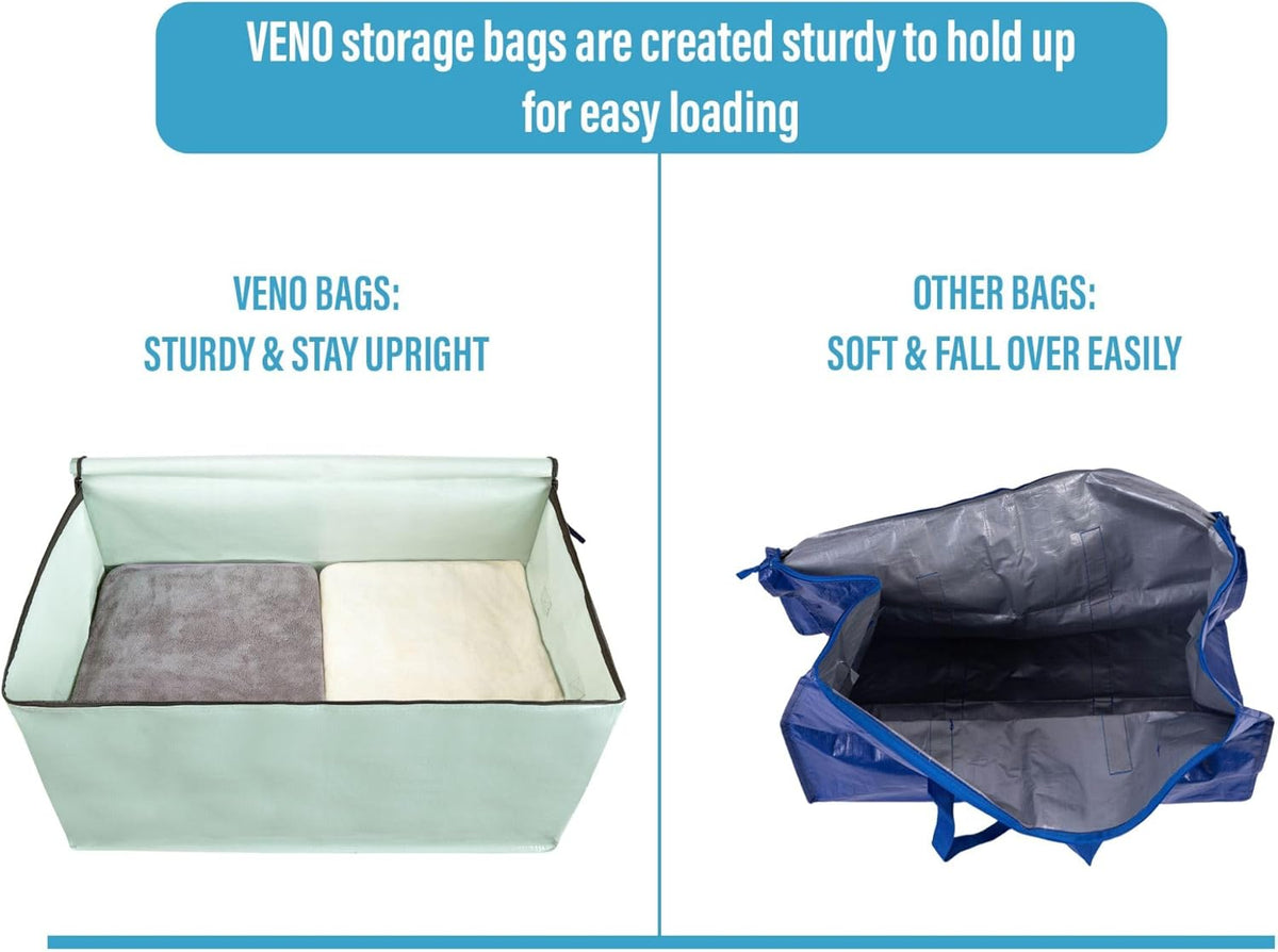 VENO 10 Pack Moving and Storage Bags, Heavy Duty, Alternative to Moving Boxes, Large Packing Totes