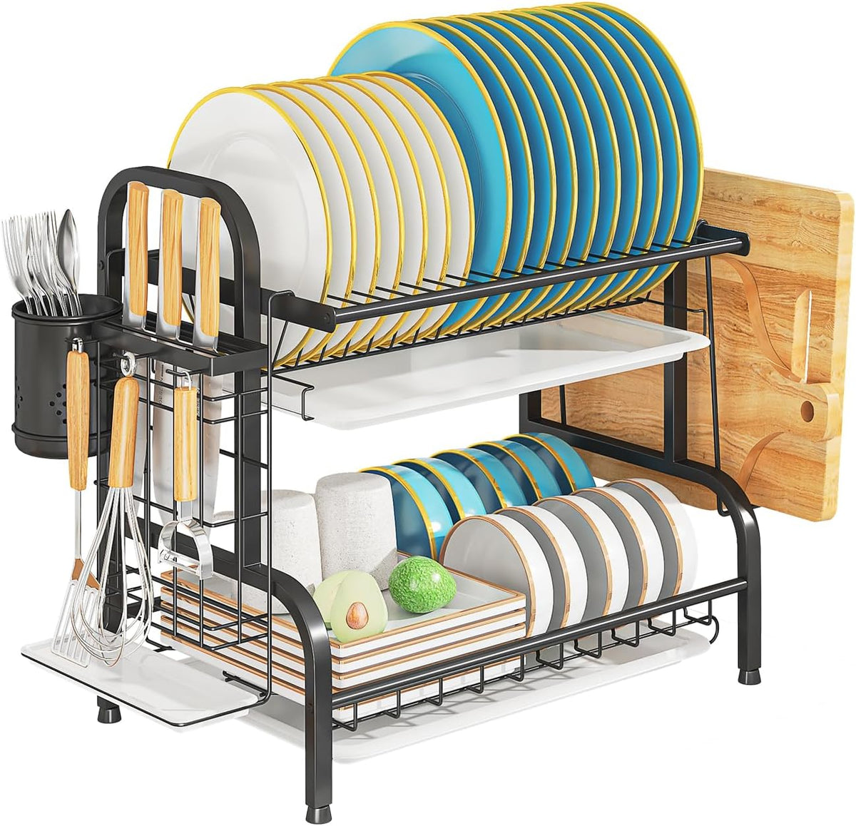 LEGUANG 2-Tier Stainless Steel Dish Drying Rack, Space-Saving Kitchen Organizer for in/Over
