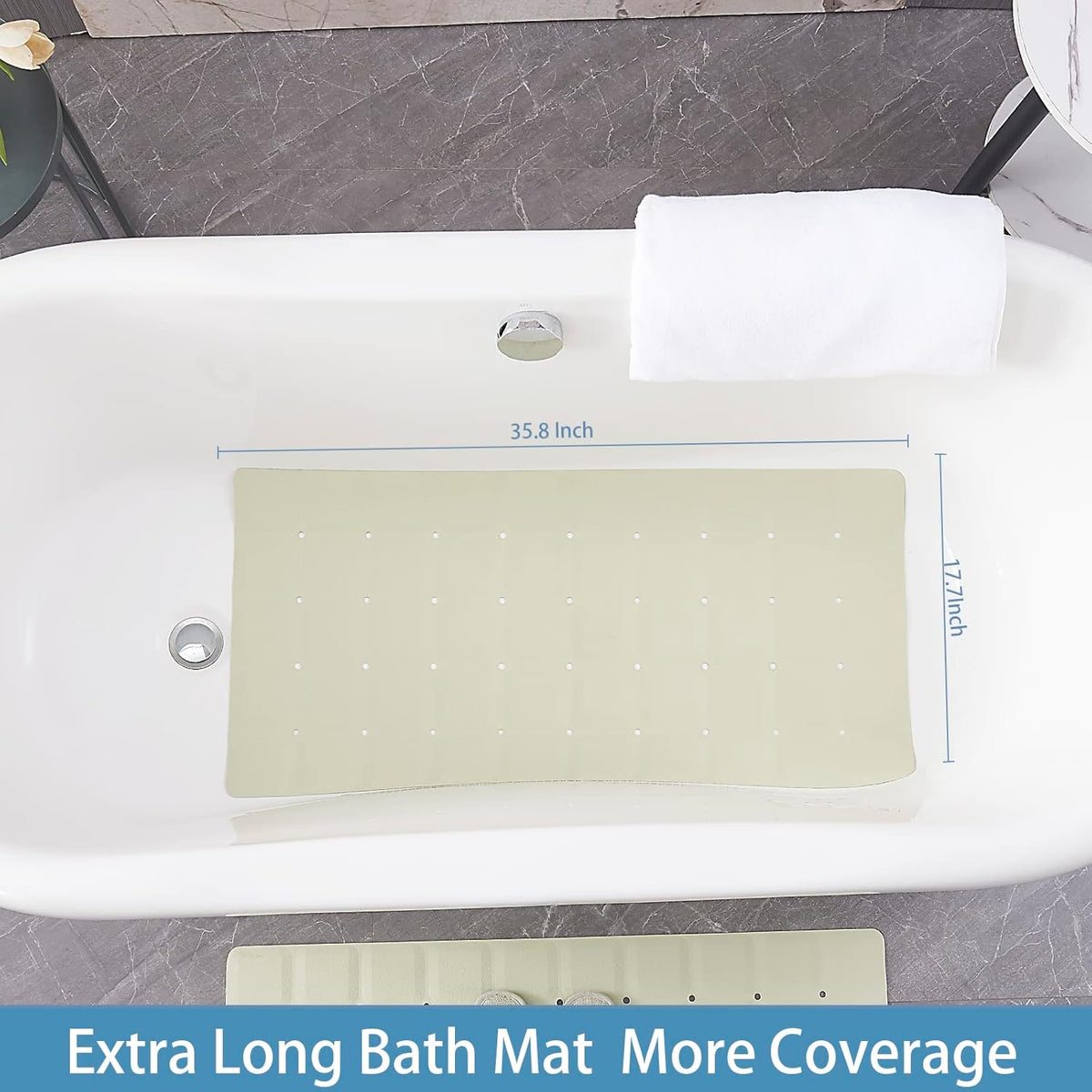 Foldable Silicone Bathtub Mat: Jumbo Size Heavy Duty Safety Bath Mat for Tub Without Suction Cups