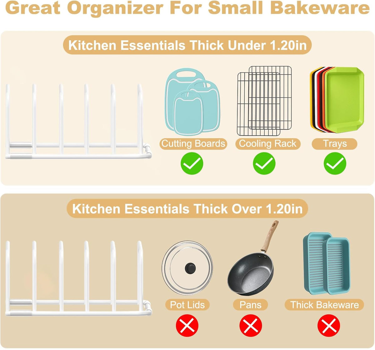 Cutting Board Organizer, 2Pcs Cutting Board Holder Rack Baking Cookie Pan Sheets Cooling Small
