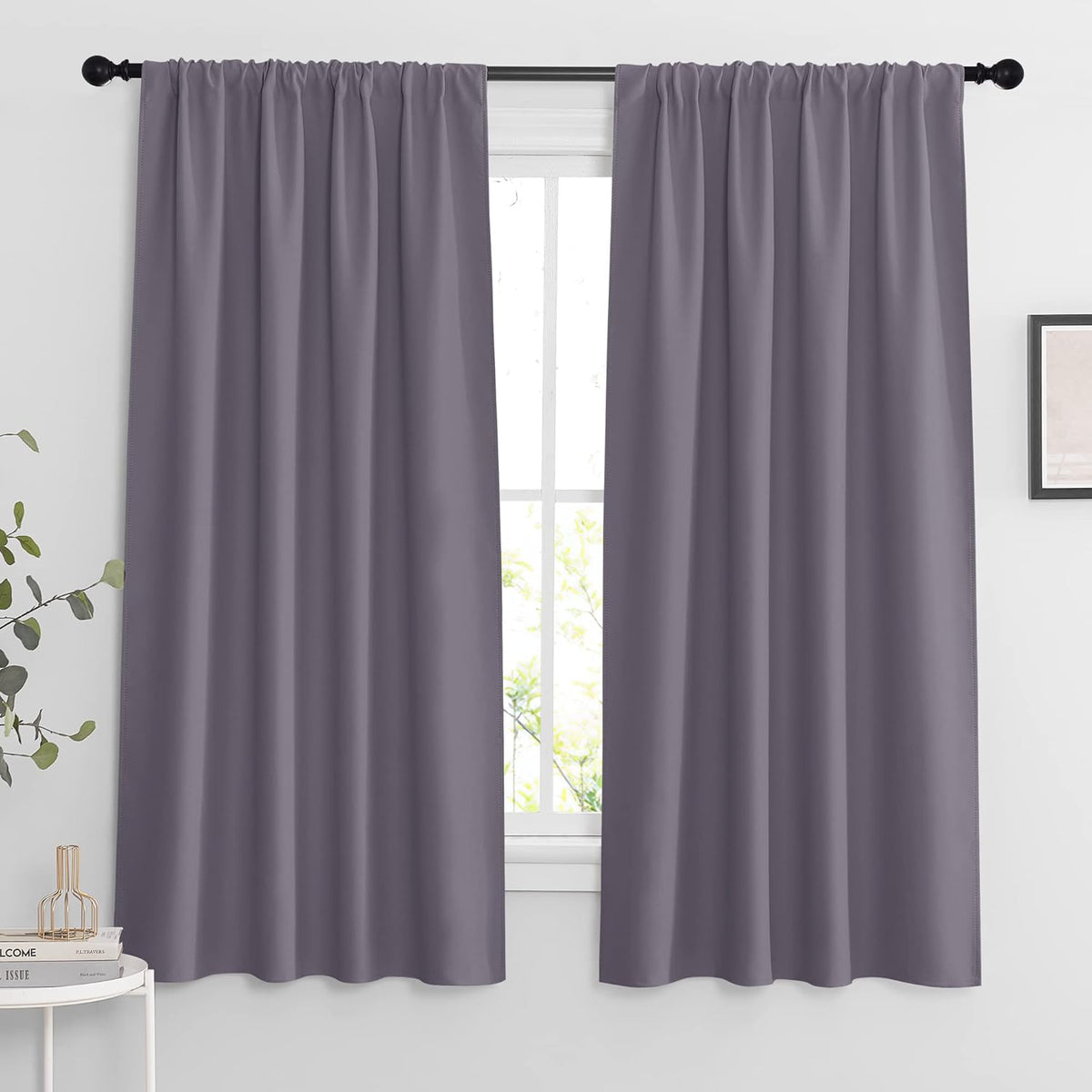 RYB HOME Bedroom Curtains Blackout - Light Block Energy Efficiency Small Window Treatment Drapes