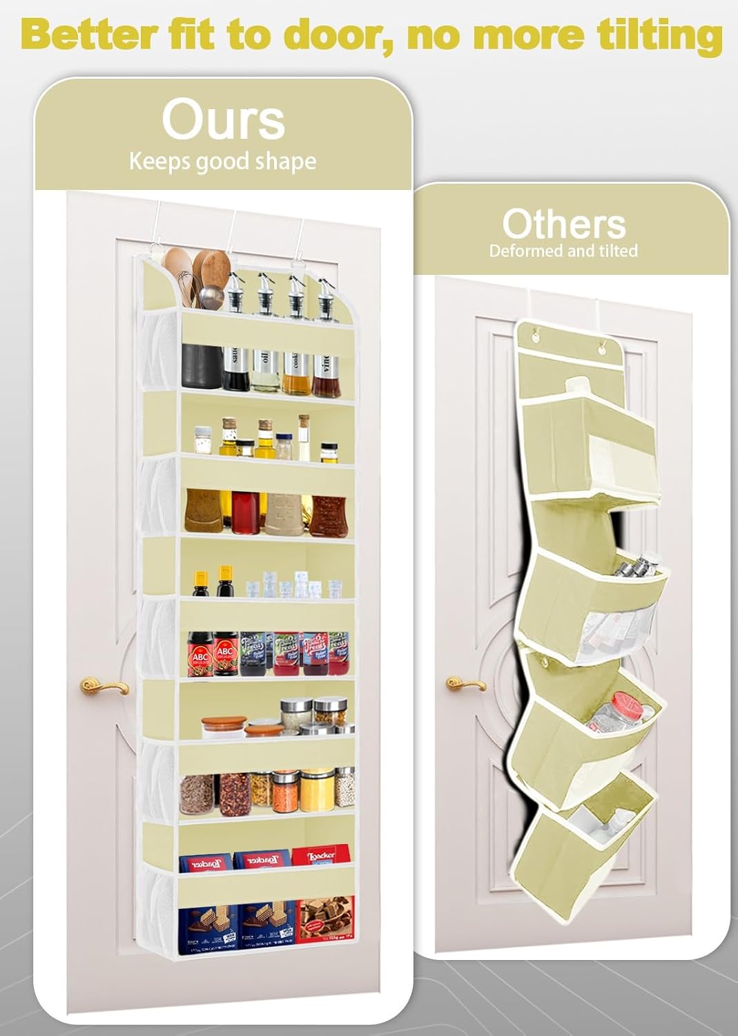2 Pack Over The Door Storage Organizer with 5 Pockets 10 Mesh Pockets, 44 lbs Weight Capacity Door