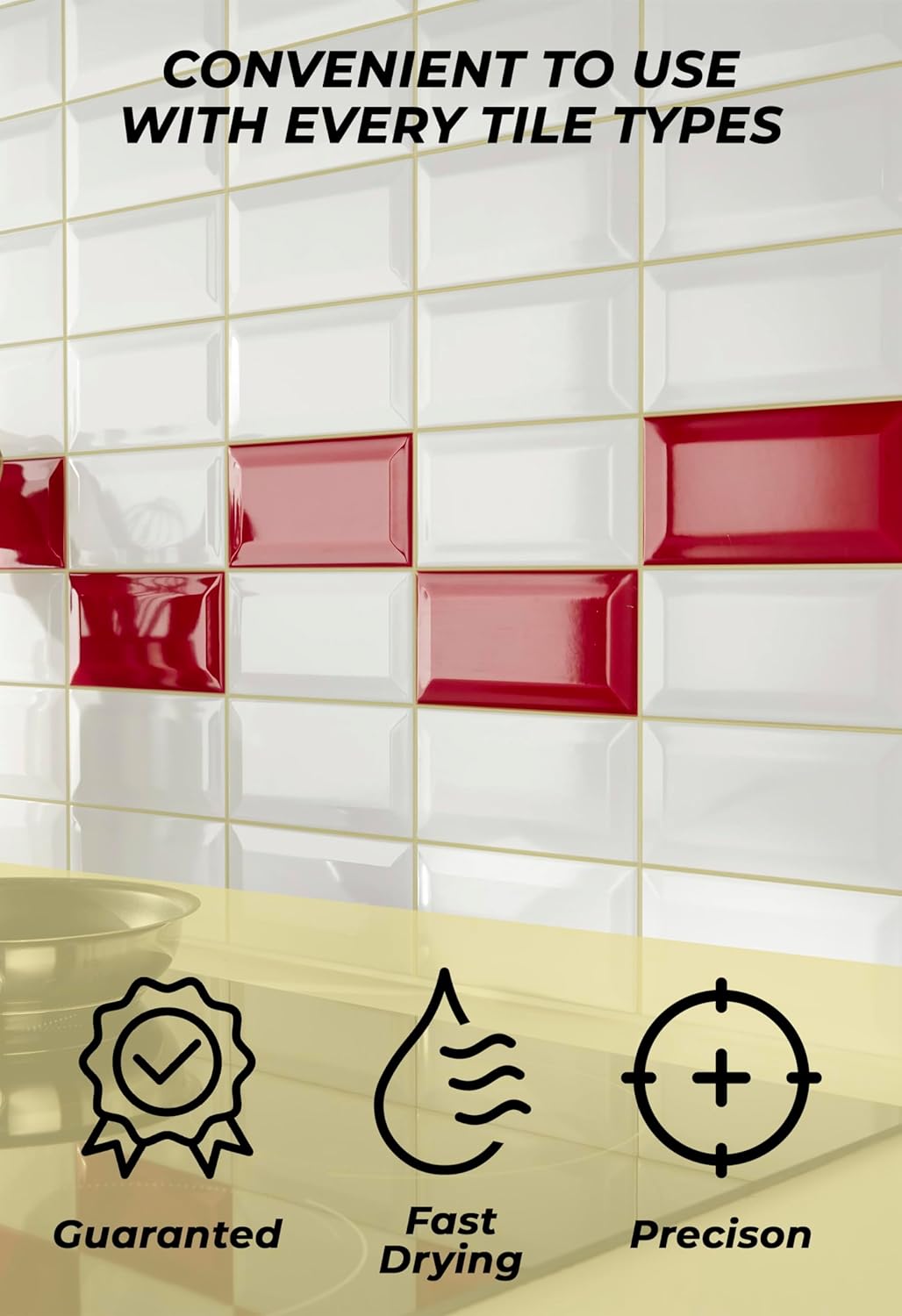 Tile Grout Repair, Cream 8.8 oz/250gr. Fast Drying Grout Repair Kit, Grout Filler Tube Repair Kit
