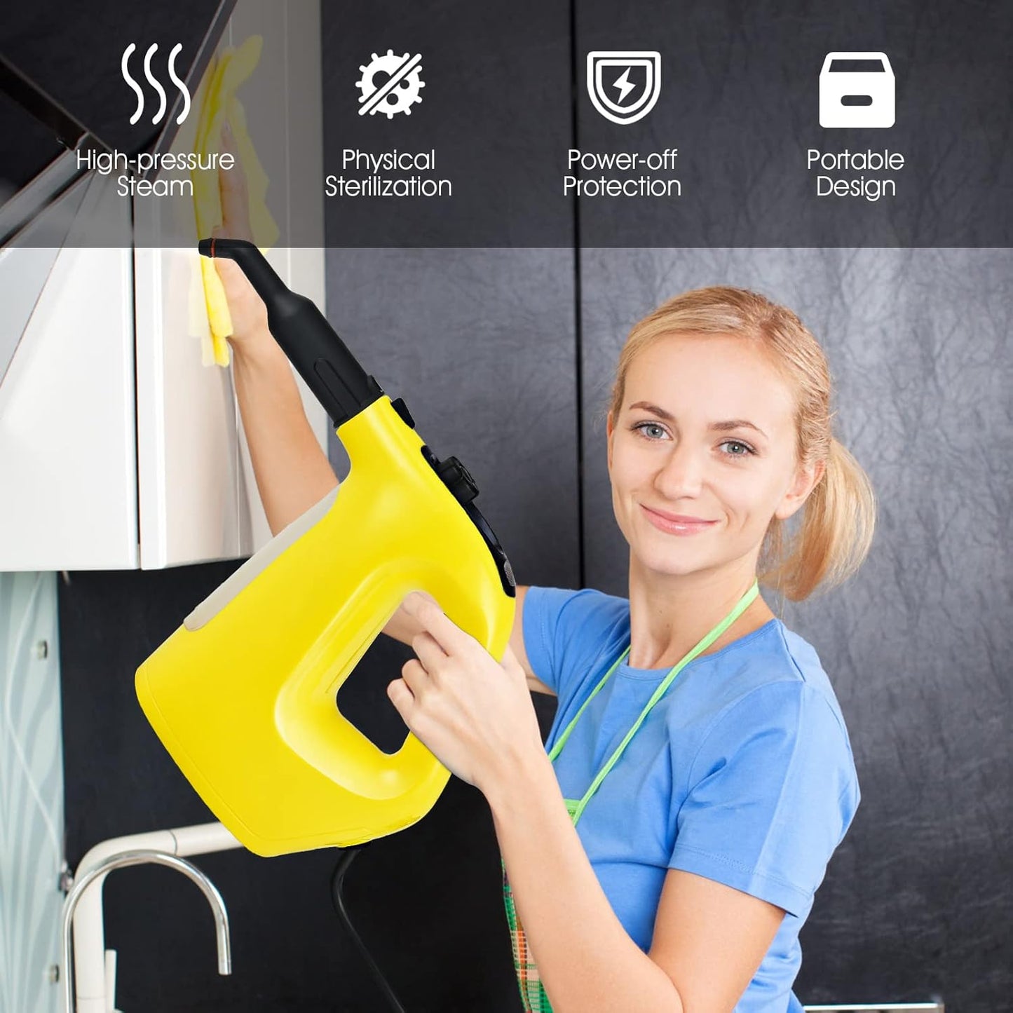 COSTWAY Handheld MultiPurpose Steam Cleaner with 17 Pieces, 350ml Large Capacity Steam Mop