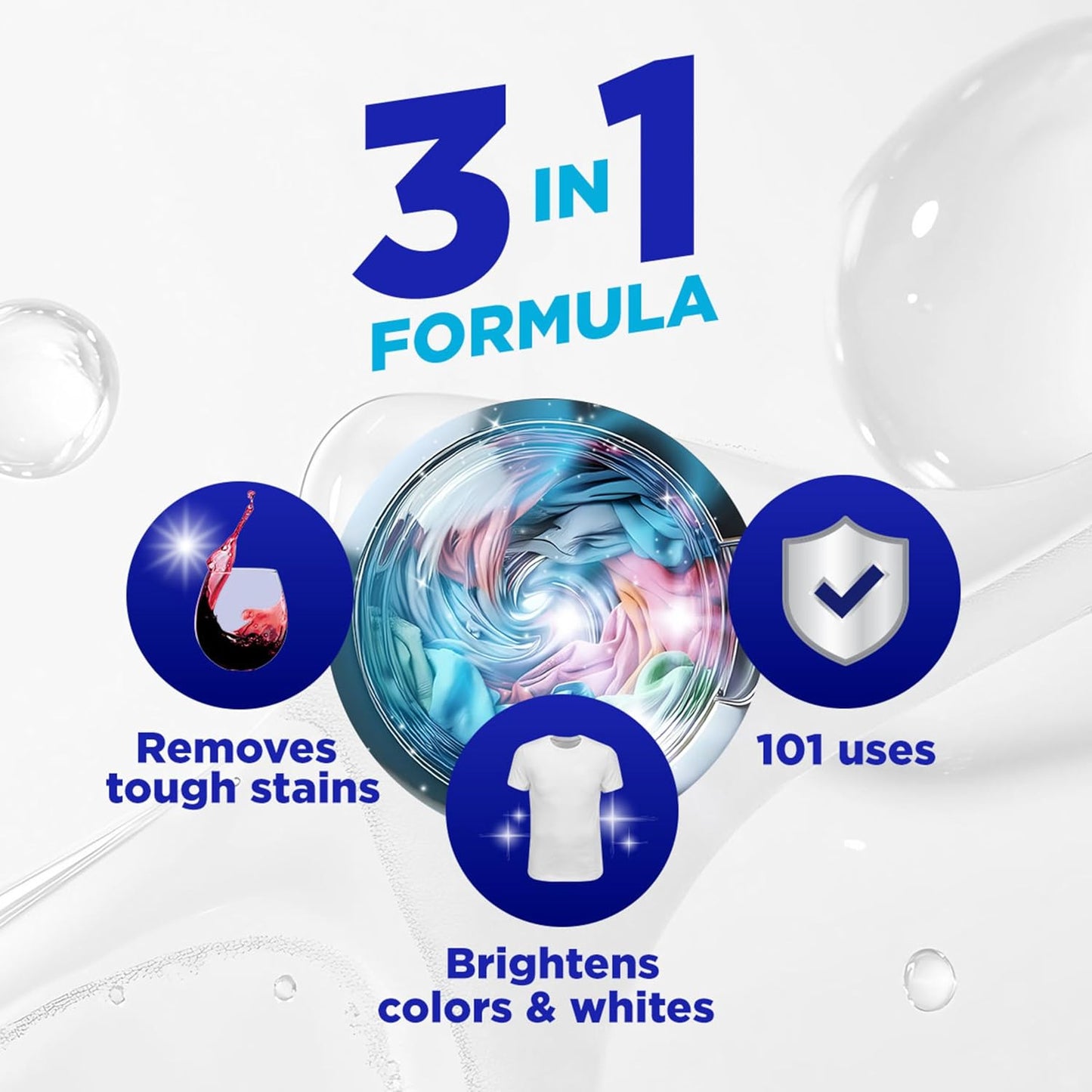 OxiClean Triple Action Versatile Stain Remover Powder, Use with Detergent, Removes Tough Stains