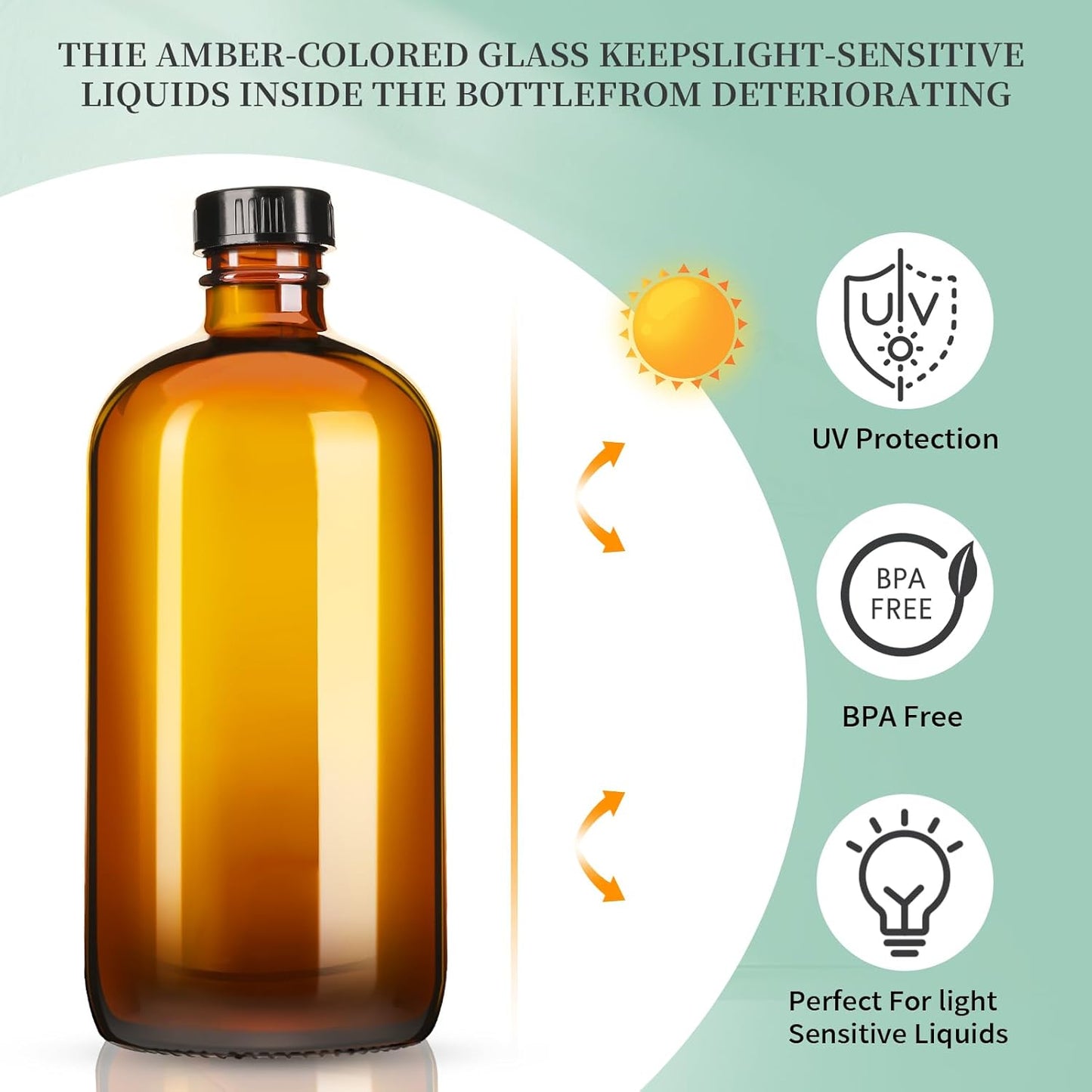 8oz Amber Glass Spray Bottles,3 Pack Glass Spray Bottles Refillable Empty Bottle with Adjustable
