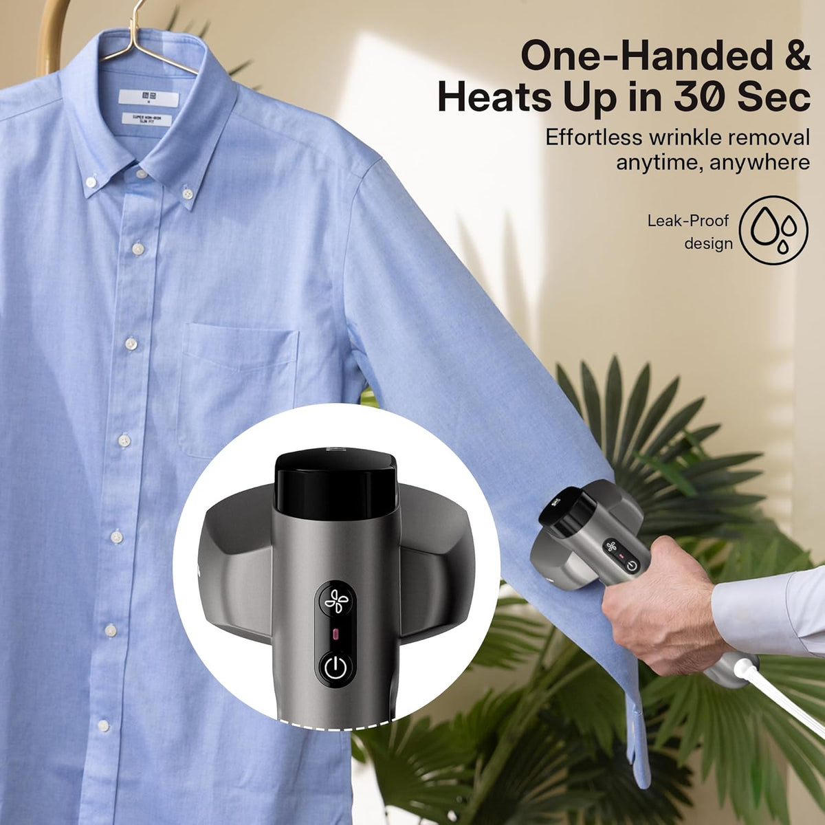 GKJ Steamer for Clothes, Handheld Vacuum Steamer 2300 Pa Suction, Portable Travel Steamers for