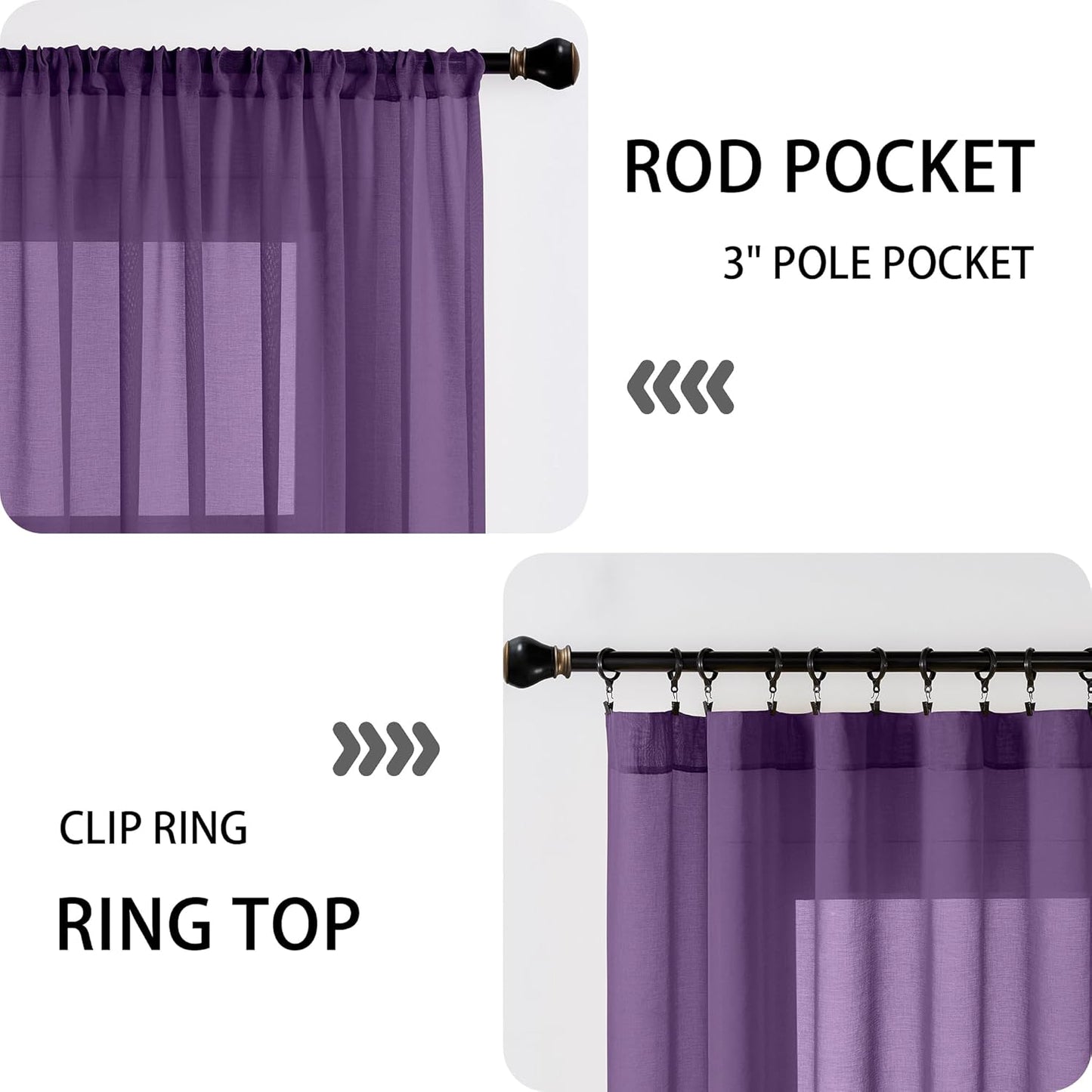 Tollpiz Sheer Door Curtain Closet Linen Textured Curtain Sheers Doorway Light Filtering Voile