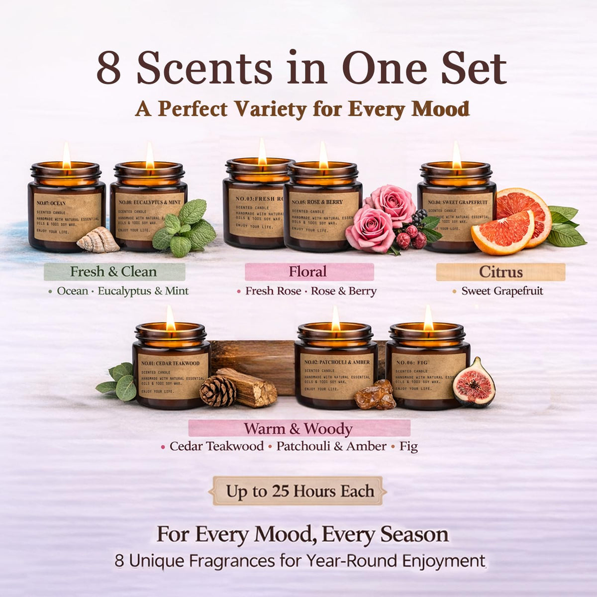 Scented Candles for Home,8 Pack Soy Wax Candle Set,Scented Candles
