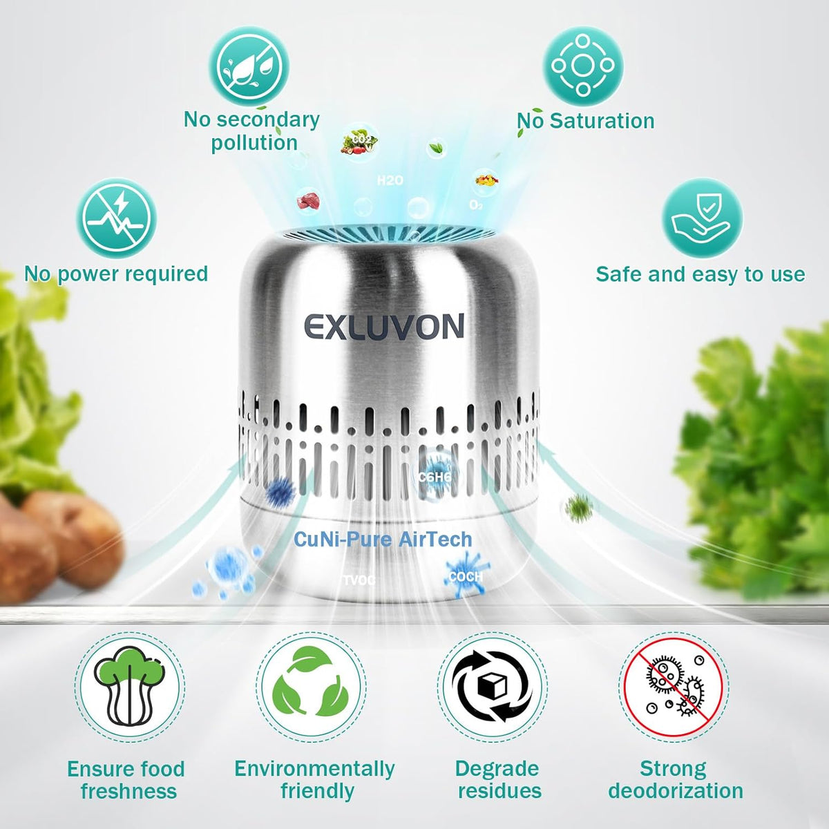 Refrigerator Deodorizer,Lasts for 10 Years Fridge Deodorizer Kitchen Gadgets Charcoal Air Purifier