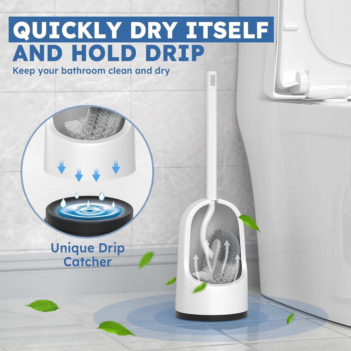 Toilet Brush, 2 Pack Toilet Brush and Holder Set with Durable Curved BristlesToilet Scrubber