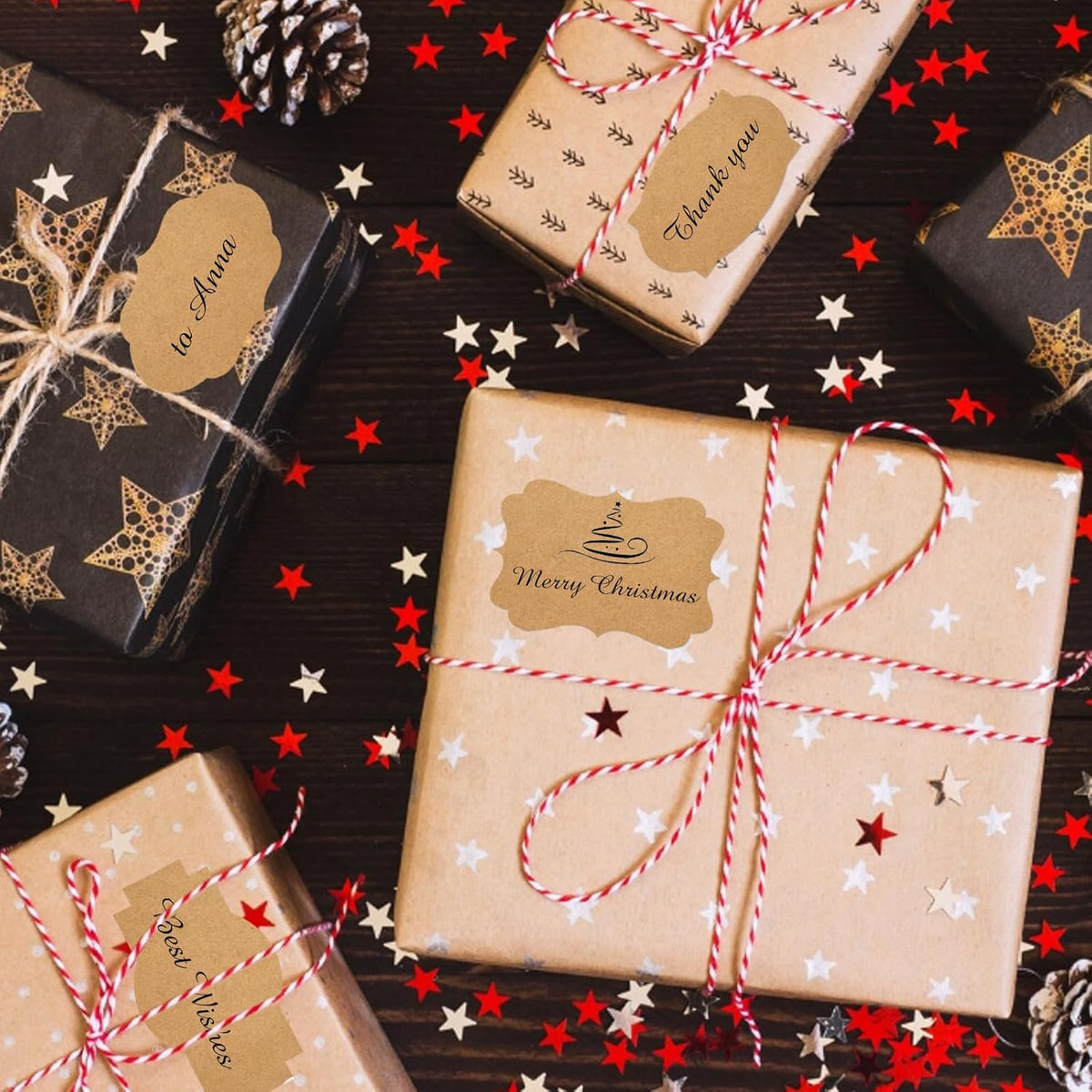 350 PCS Gift Tags Stickers Name Labels Stickers,2" x 1.2" Fancy Shape Stickers Self-Adhesive