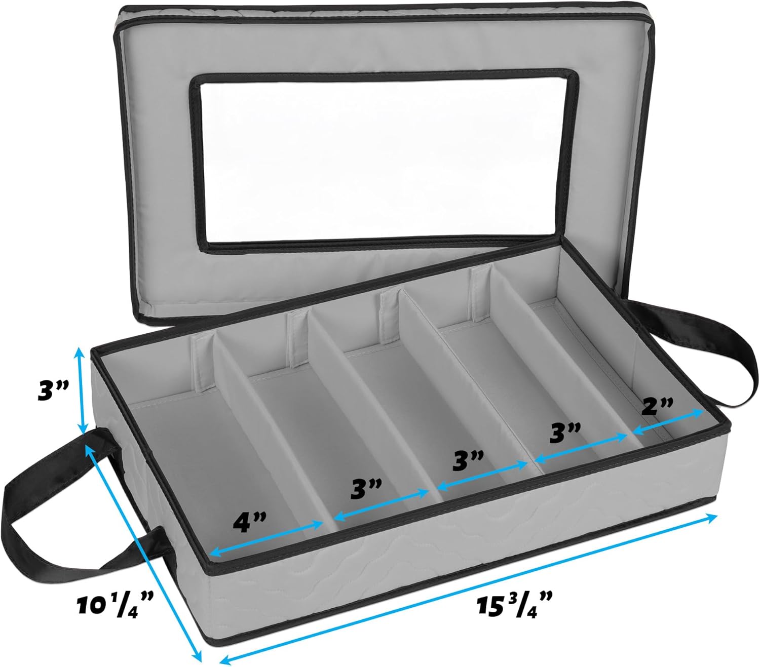 Flatware Storage Case - Durable 5 Compartment Silverware Storage Container Box with Removable Lid