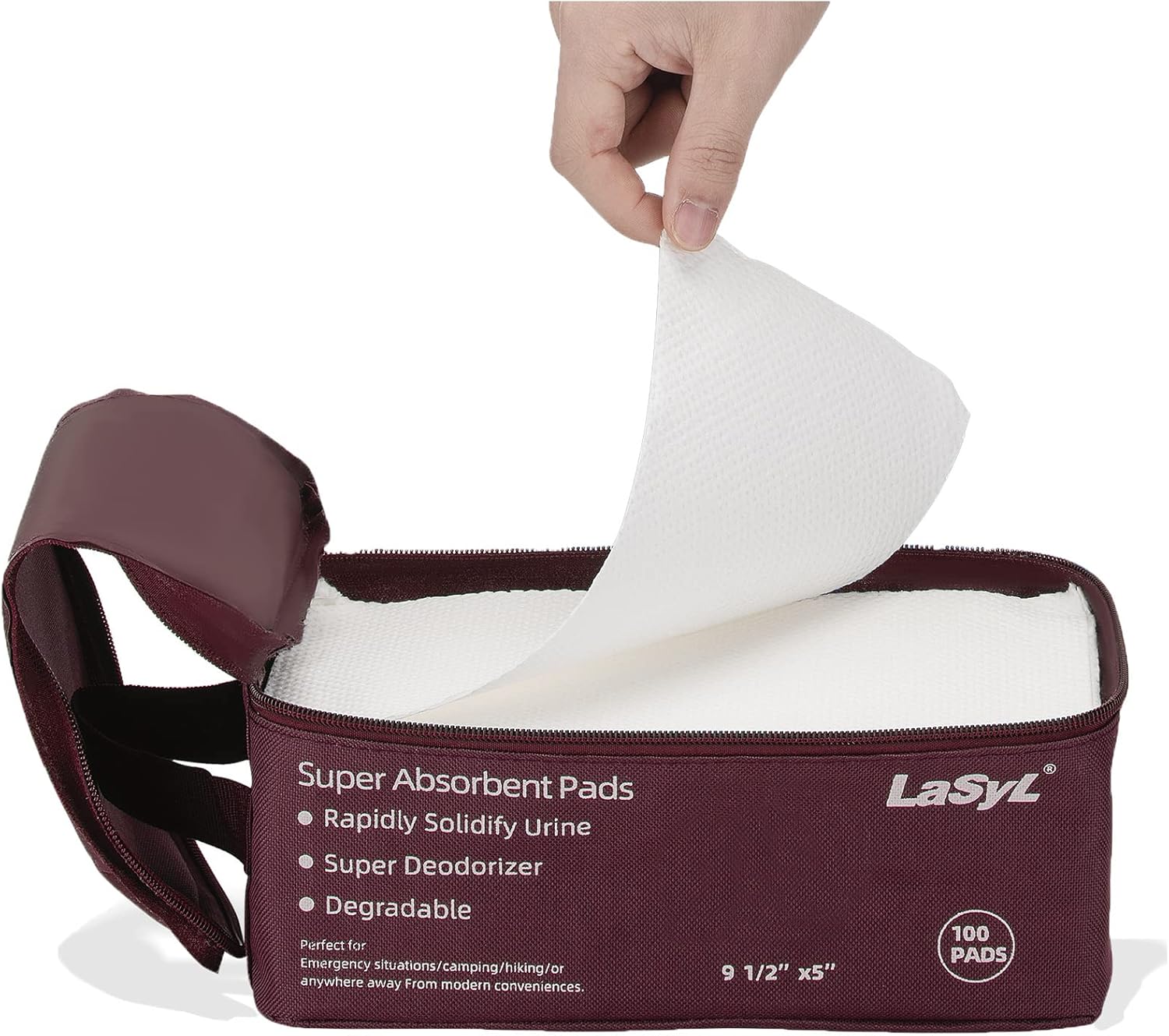 LaSyL Super Absorbent Commode Pads - 100 Count Wholesale Value Pack - for Camping Portable Toilet