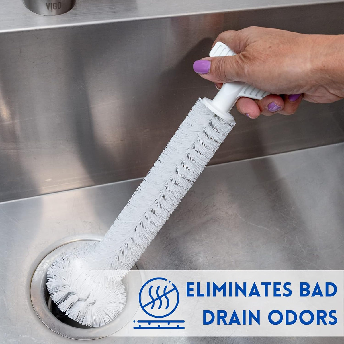 Universal Garbage Disposal Cleaner and Deodorizer, 12" Long Sink & Drain Brush Cleaner for