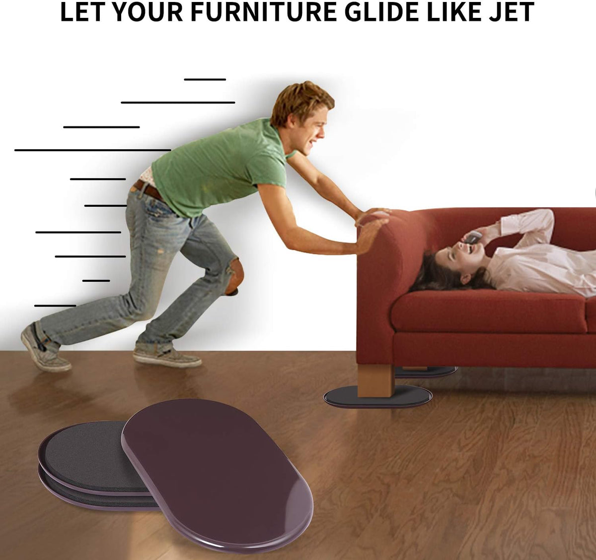Ezprotekt 8 Pack Large Furniture Movers Sliders for Carpet, 9 1/2" x 5 3/4" Reusable Oval Furniture