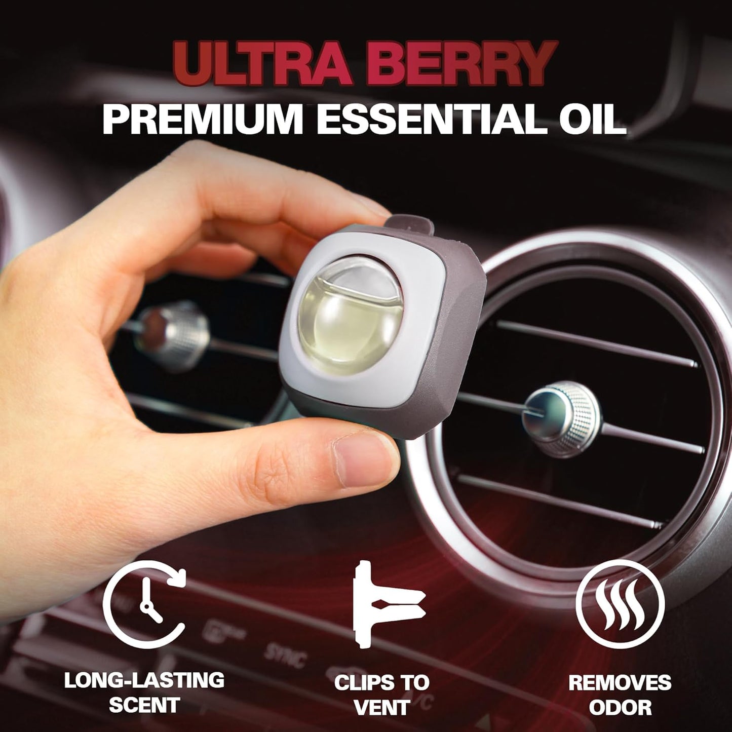 Air Jungles Ultra Berry Scent Car Air Freshener Clip, 6 Vent Clips, 4ml Each, Long Lasting Air