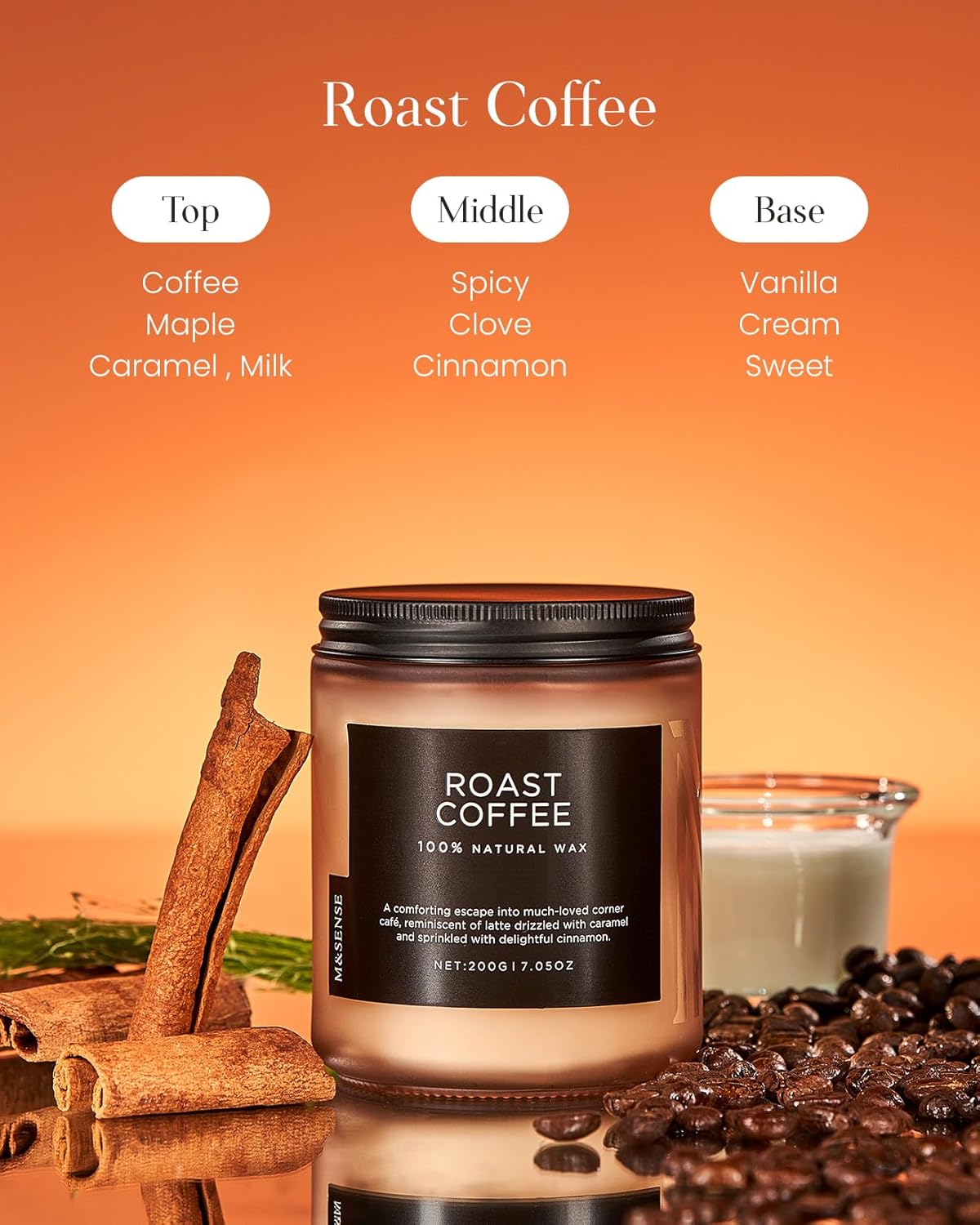M&SENSE Coffee Candles Scented Strong, Organic Natural Soy Wax for Bedroom Kitchen Home Decor