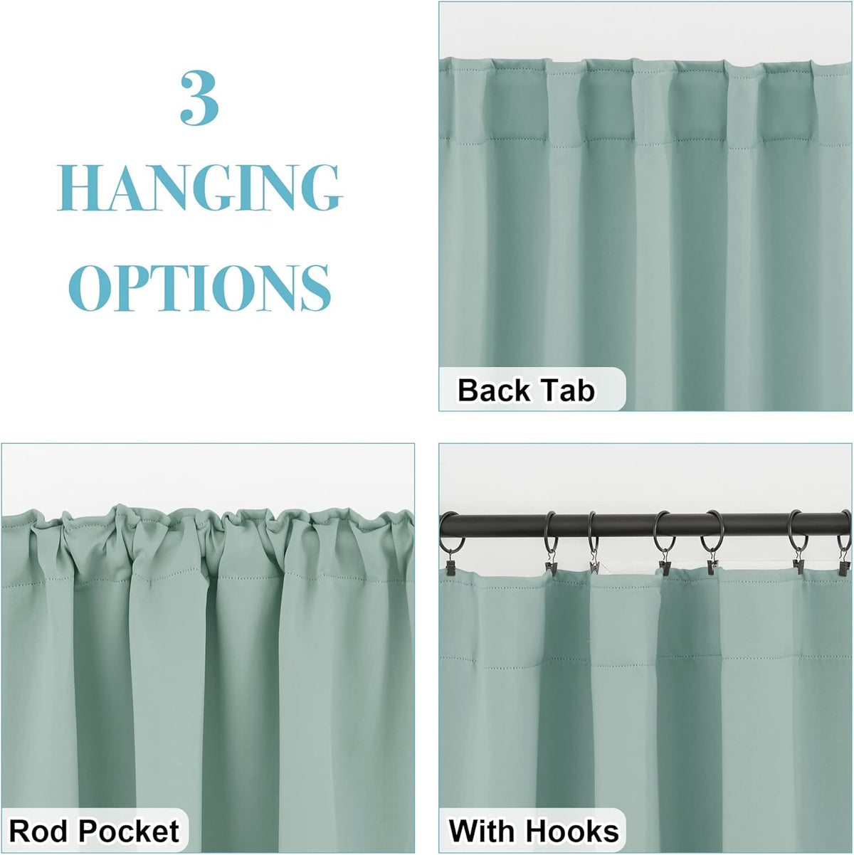 RYB HOME Bathroom Curtains Blackout - Thermal Insulating Privacy Small Window Curtains Short for