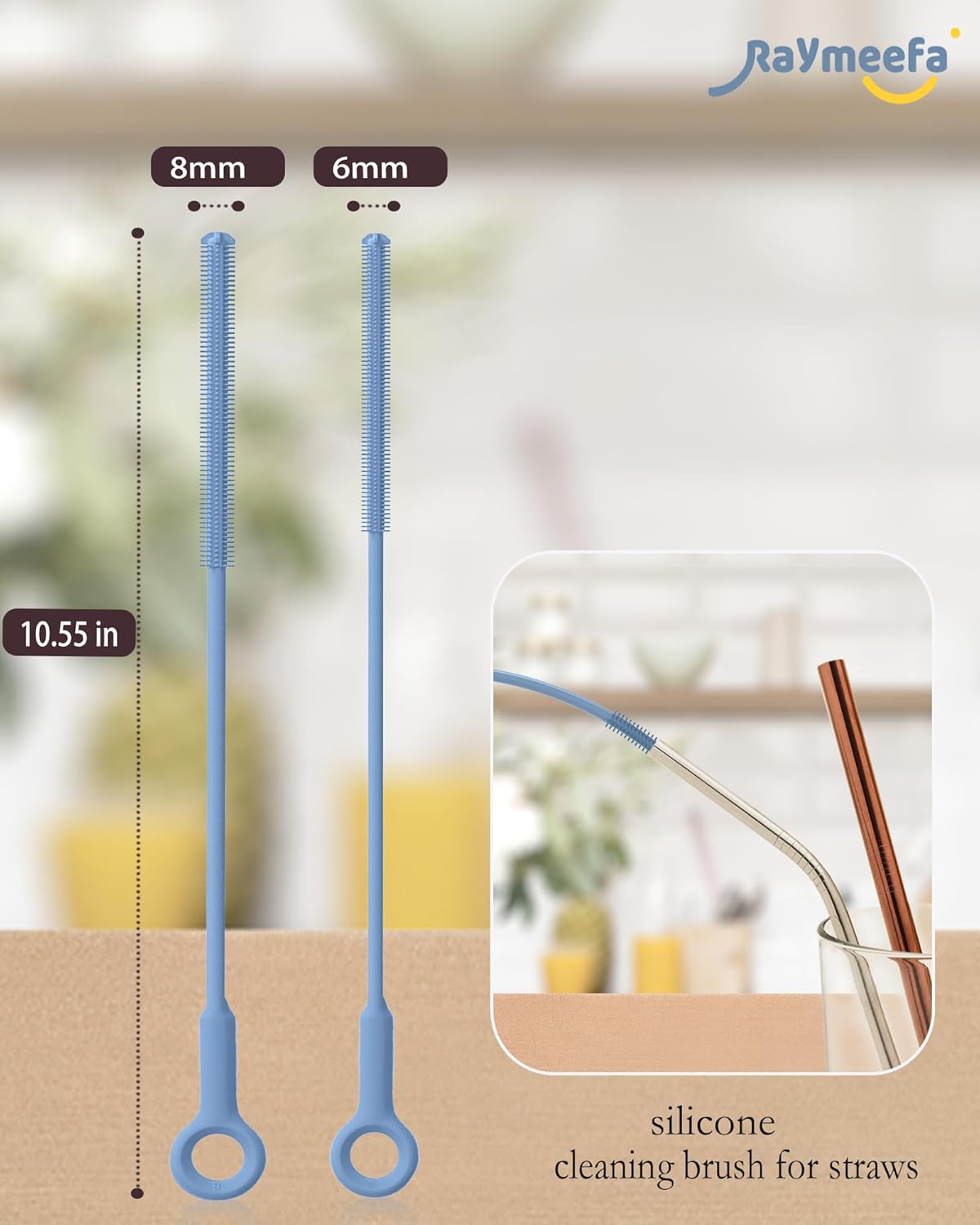 Extra Long Straw Cleaner Brush,Reusable and Soft Silicone Straw Cleaning Brush to Clean