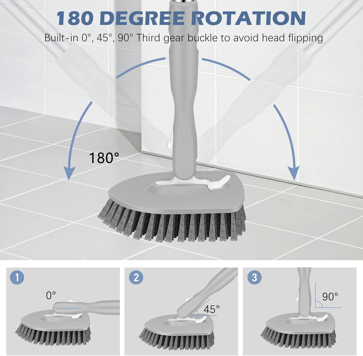 SetSail 4-in-1 Tile Tub Floor Scrubber with 52-inch Long Adjustable Handle Shower Cleaner Brush