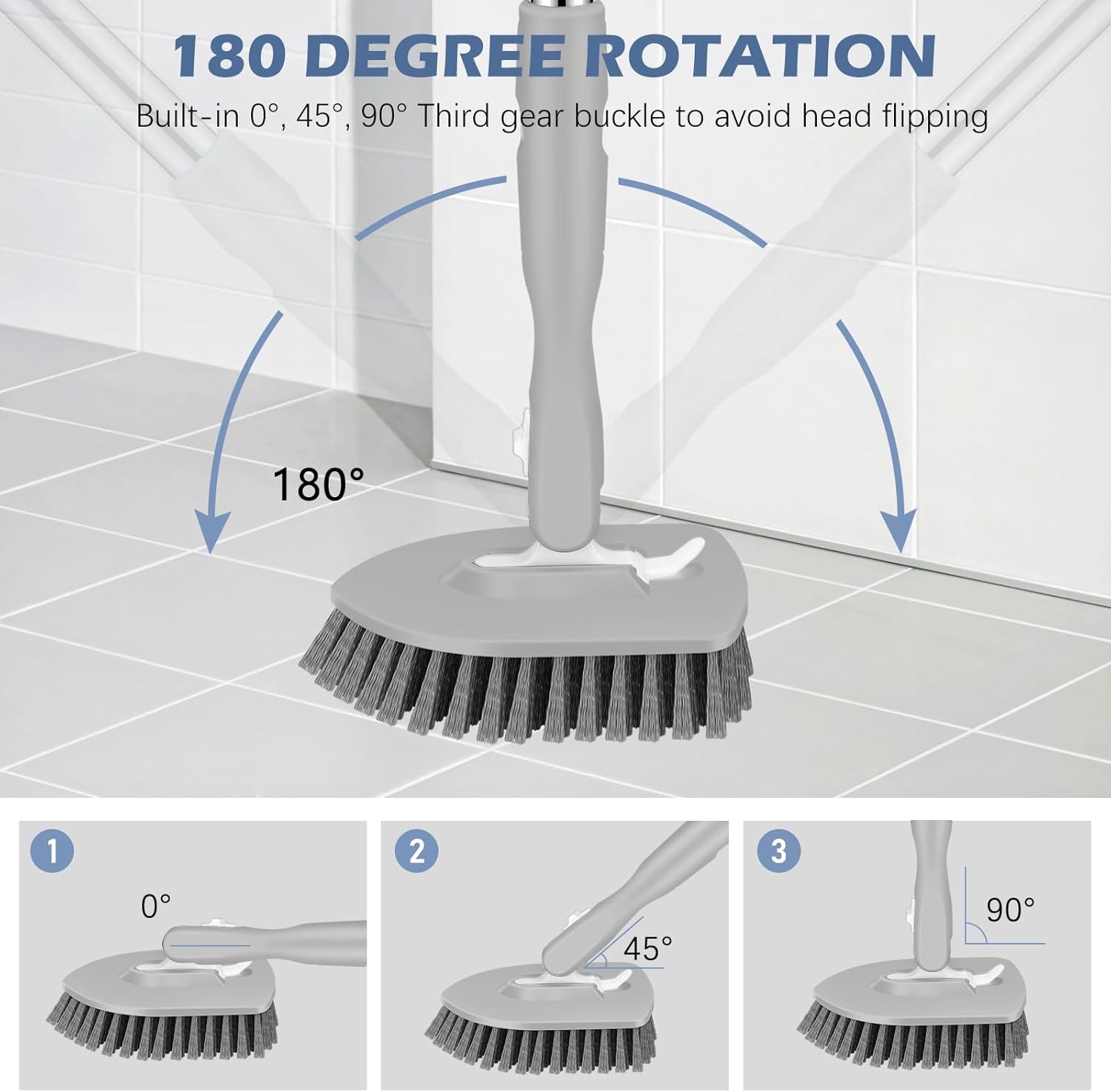 SetSail 4-in-1 Tile Tub Floor Scrubber with 52-inch Long Adjustable Handle Shower Cleaner Brush