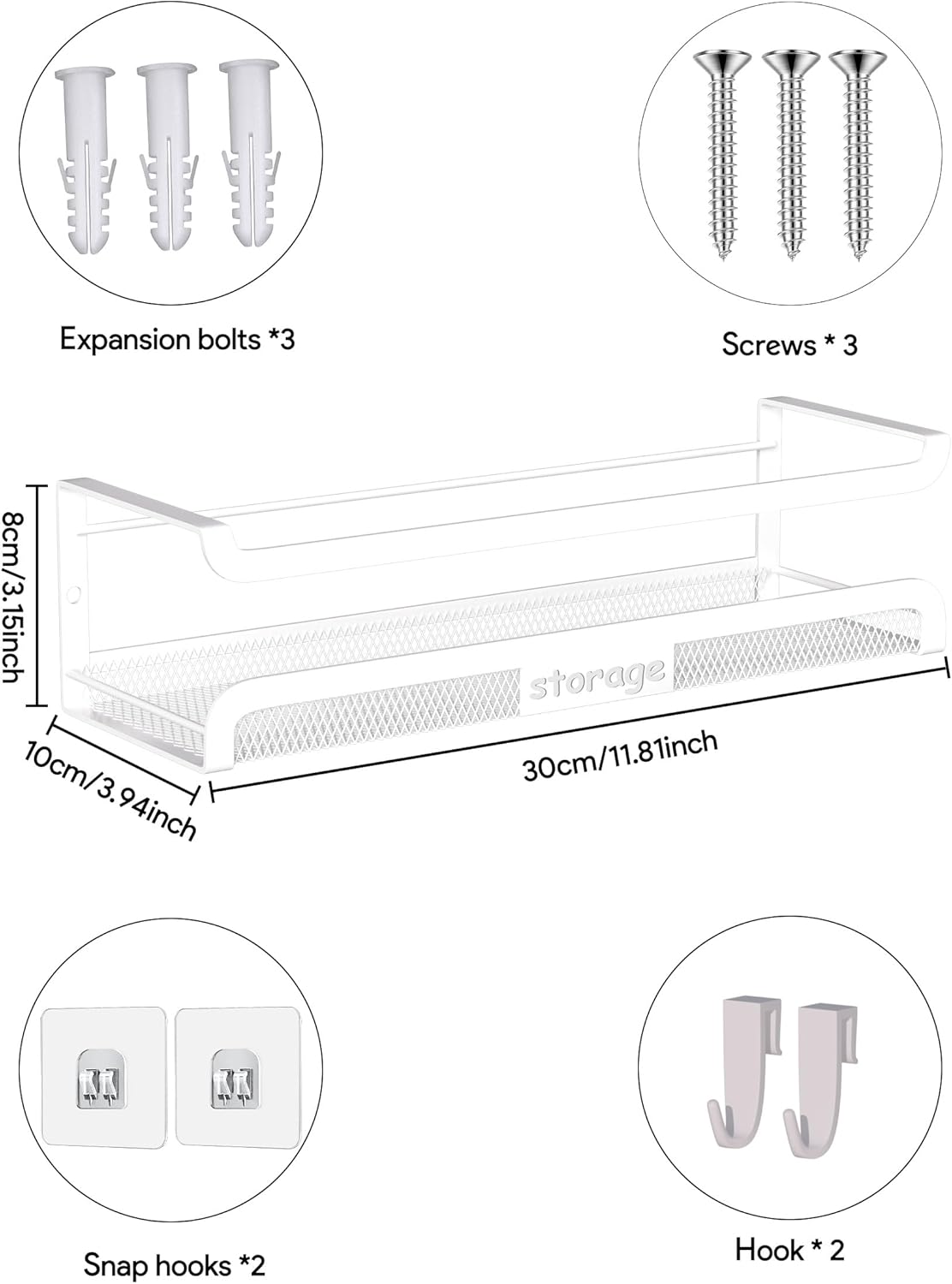 Spice Rack Wall Mount with Hooks - Spice Racks Organizer for Cabinet Storage, Wall Mounted Hanging