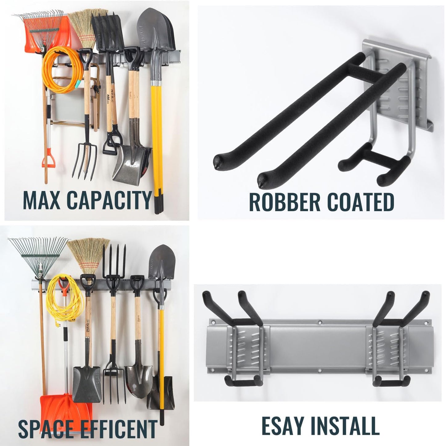 Wall Mount Tool Storage Rack, Garage Organization, Heavy Duty Garage Storage Tool Organizer, Garden