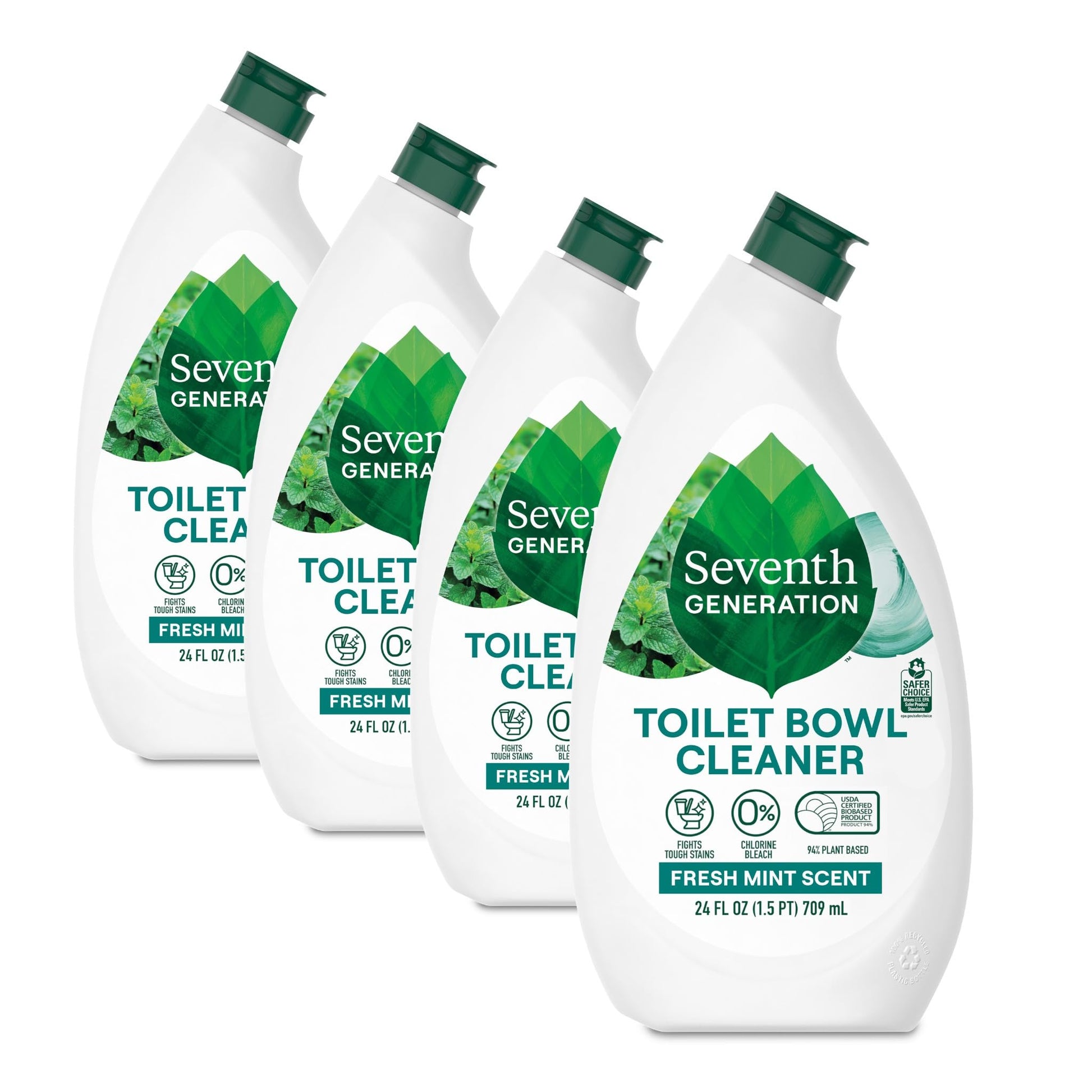 Seventh Generation Toilet Bowl Cleaner Fresh Mint scent 4 Pack Without Chlorine Bleach Ammonia Free