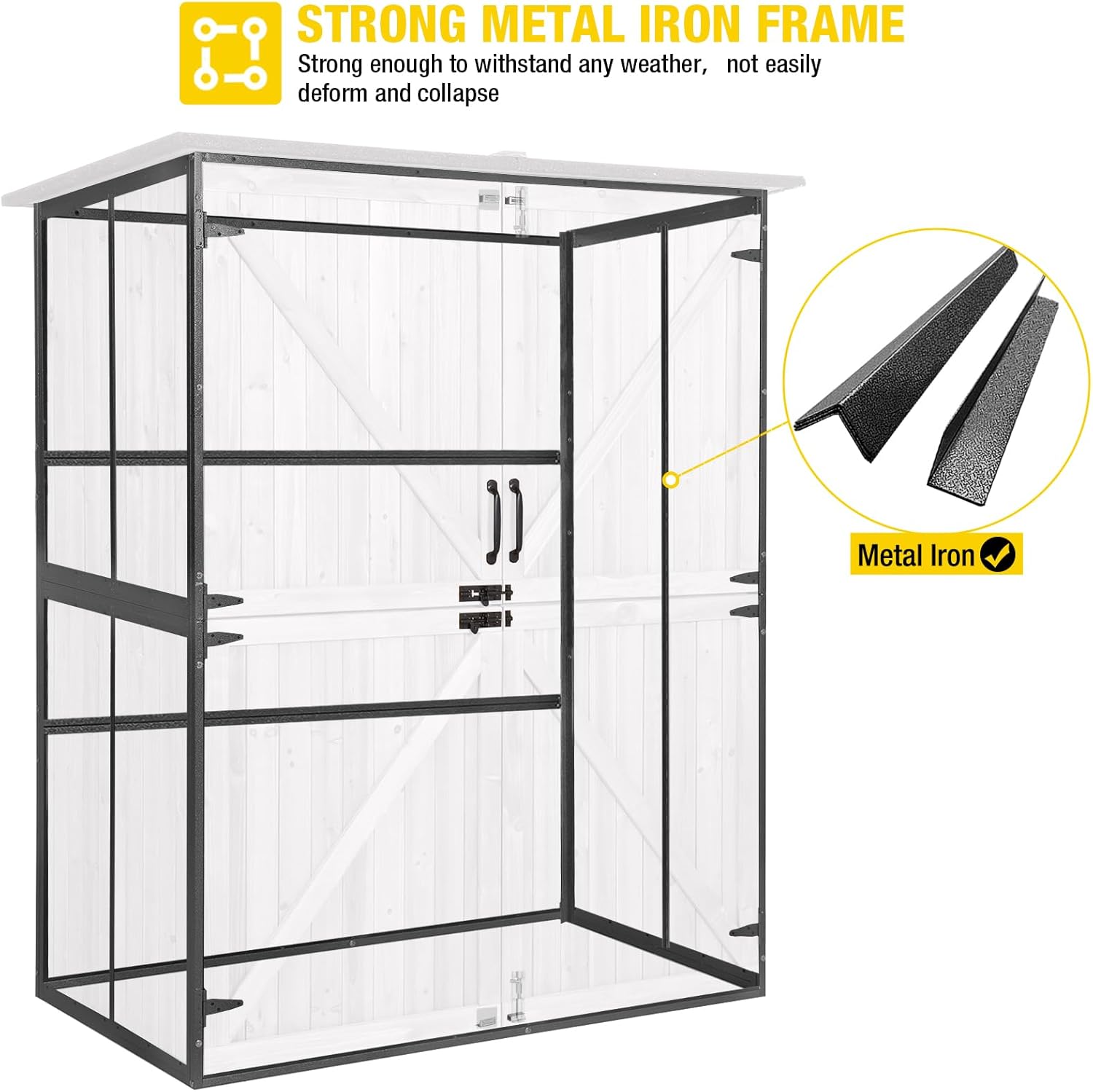 Aivituvin Outdoor Storage Shed Upgraded with Strong Metal Frame Garden Tool Shed Storage House