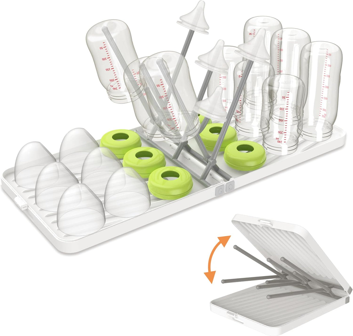 YOTIME Baby Bottle Drying Rack with Drainer, Foldable & Space Saving Drying Rack for Baby Bottles
