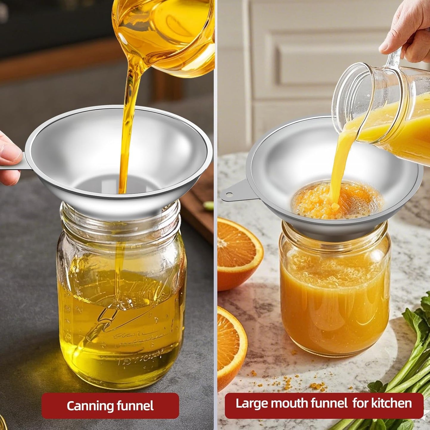 Canning Funnel with Strainer - Wide Mouth Stainless Steel Kitchen Funnel for Mason Jars