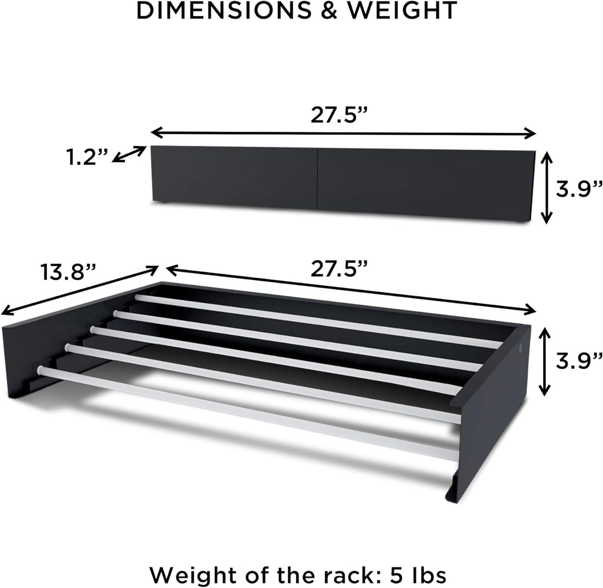 Step Up Laundry Drying Rack (27.5-INCH Industrial Gray), Wall Mounted, Retractable Clothes Drying