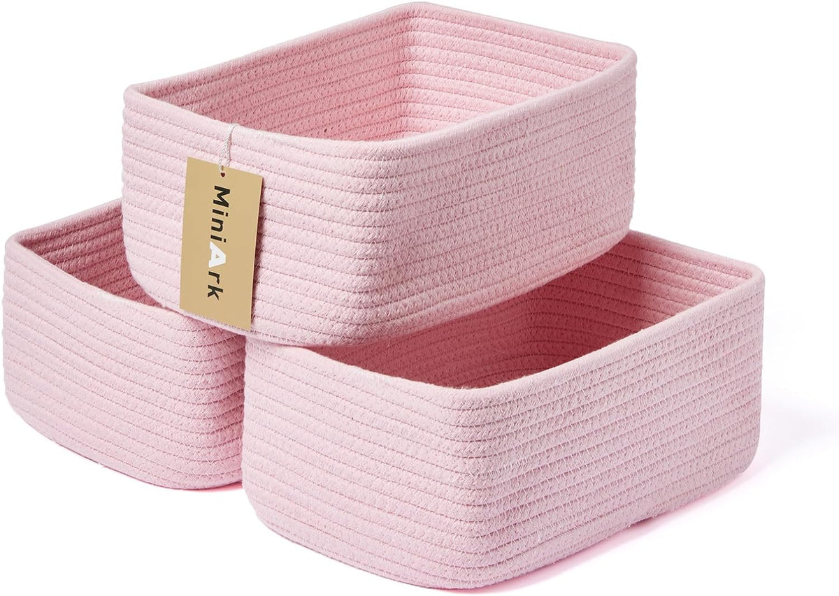 Small Storage Baskets for Organizing | Closet Organizer Bins | Shelf Toy Basket | Woven Rope