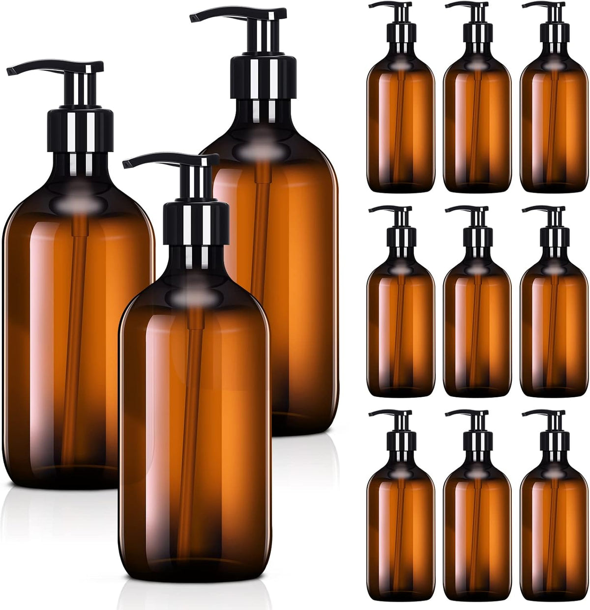 Tessco for you 12 Pack Amber Soap Dispenser Empty Plastic Pump Bottles Dispenser Refillable Shampoo