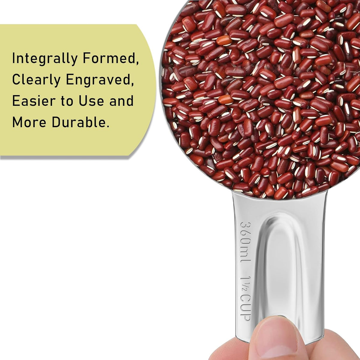 1PCS 1-1/2Cup (360ml, 12oz) Single Measuring Cup, Stainless Steel Measure Scoop, Metric and US