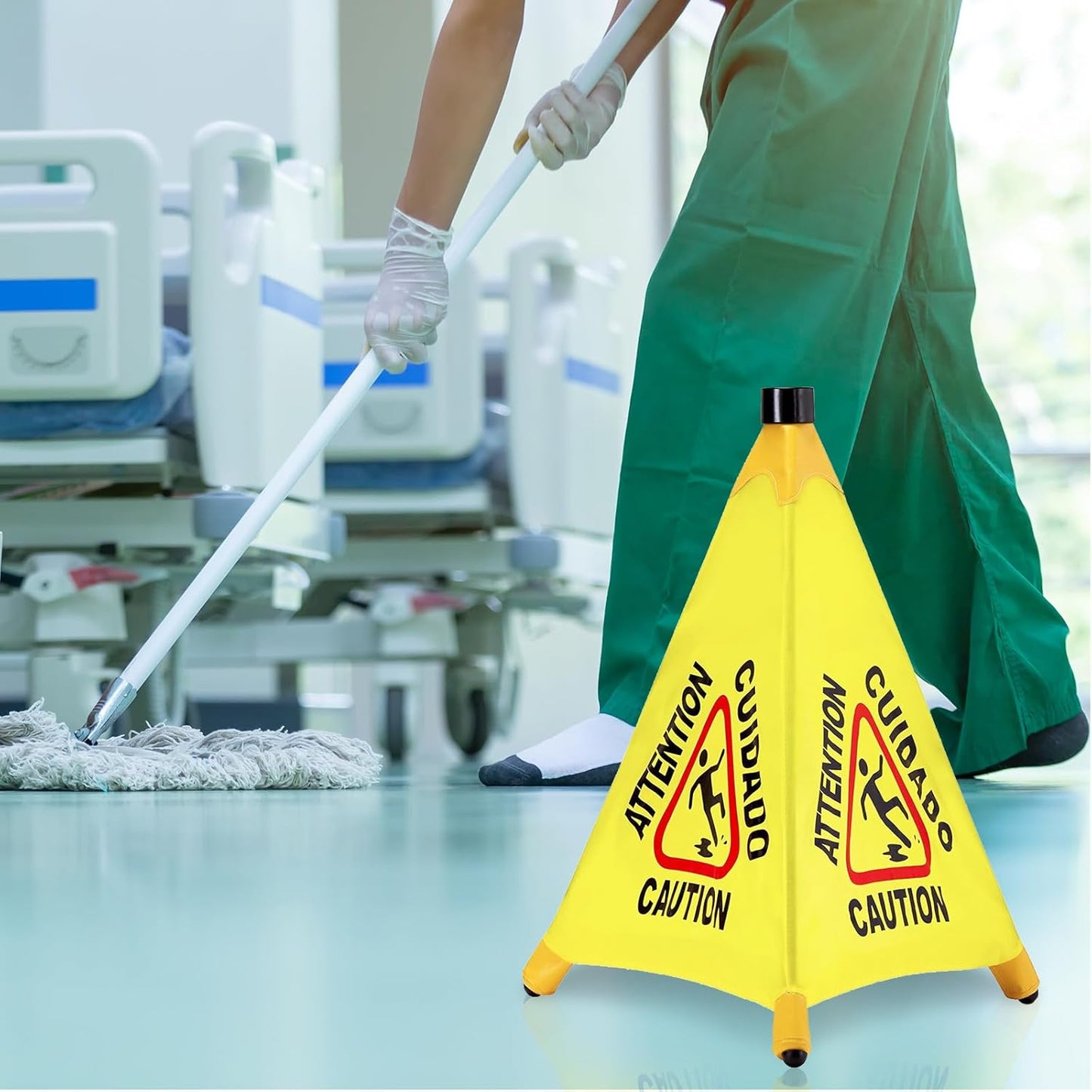 4 Pcs Pop up Wet Floor Sign with Storage Tube 20 Inch Wet Safety Signs Commercial Caution Safety