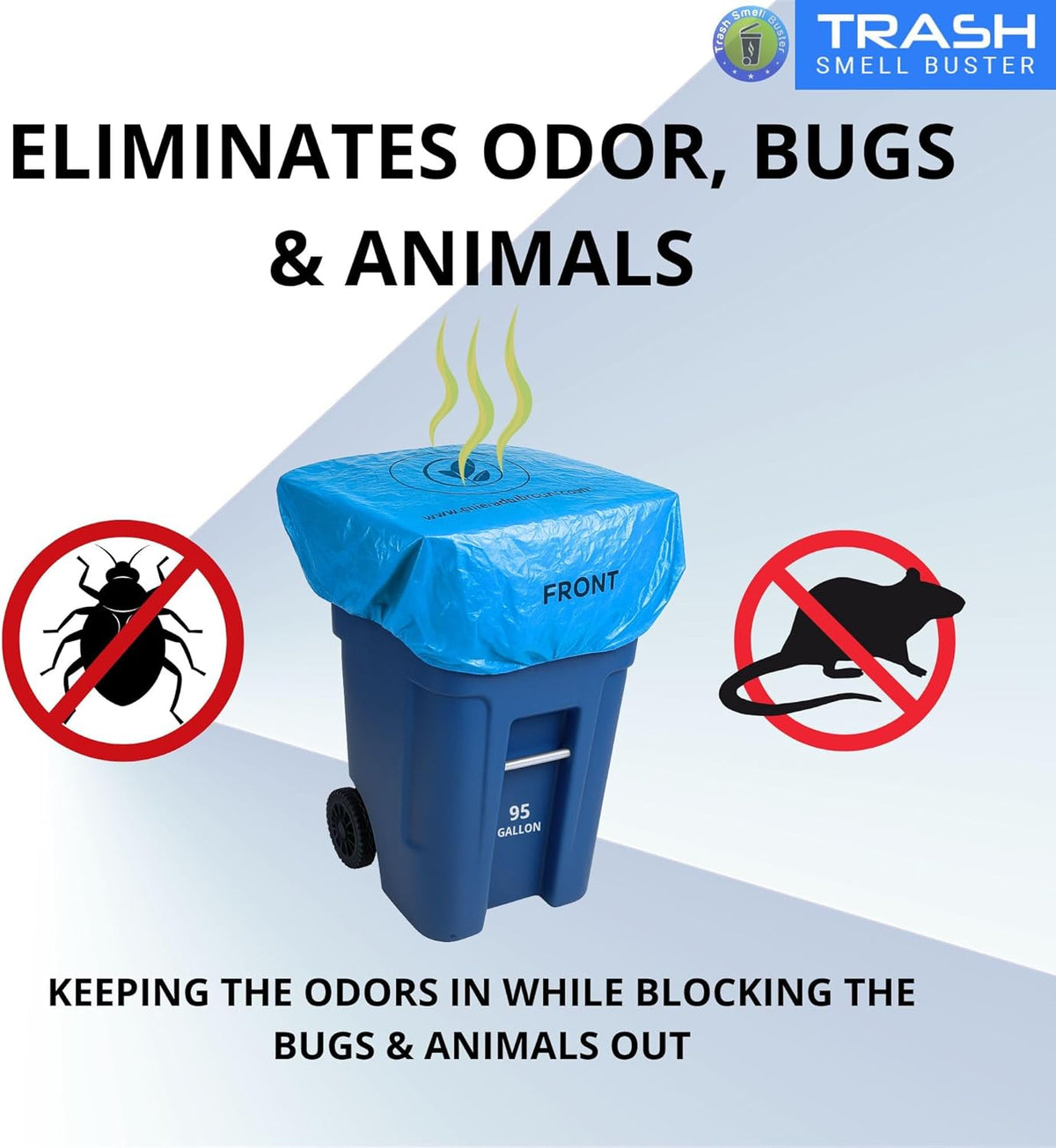| Odor Eliminating Trash Can Cover for 95 Gallon Outdoor Bins | Lemon Scented with Elastic Band |