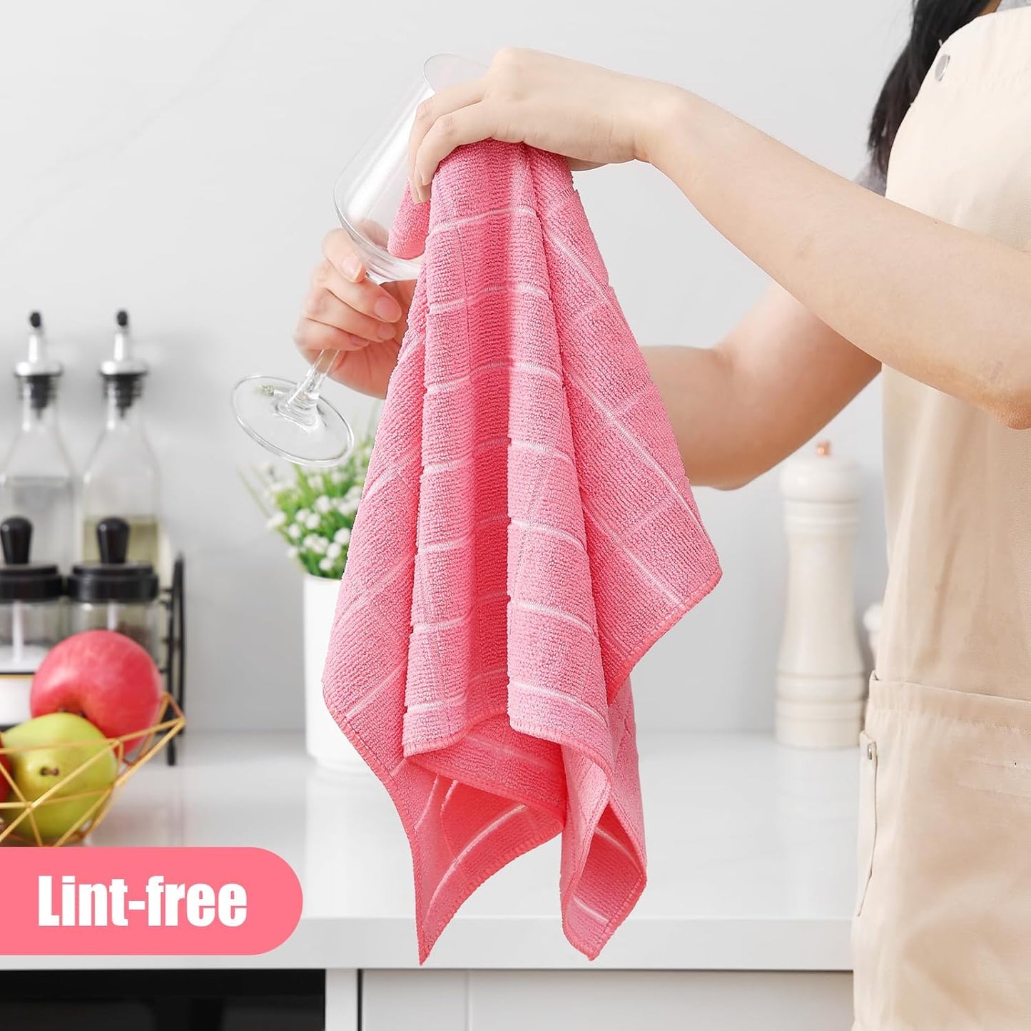 Homaxy Microfiber Kitchen Towels and Dishcloths Set, 12 Pack Soft and Absorbent Dish Hand Towels