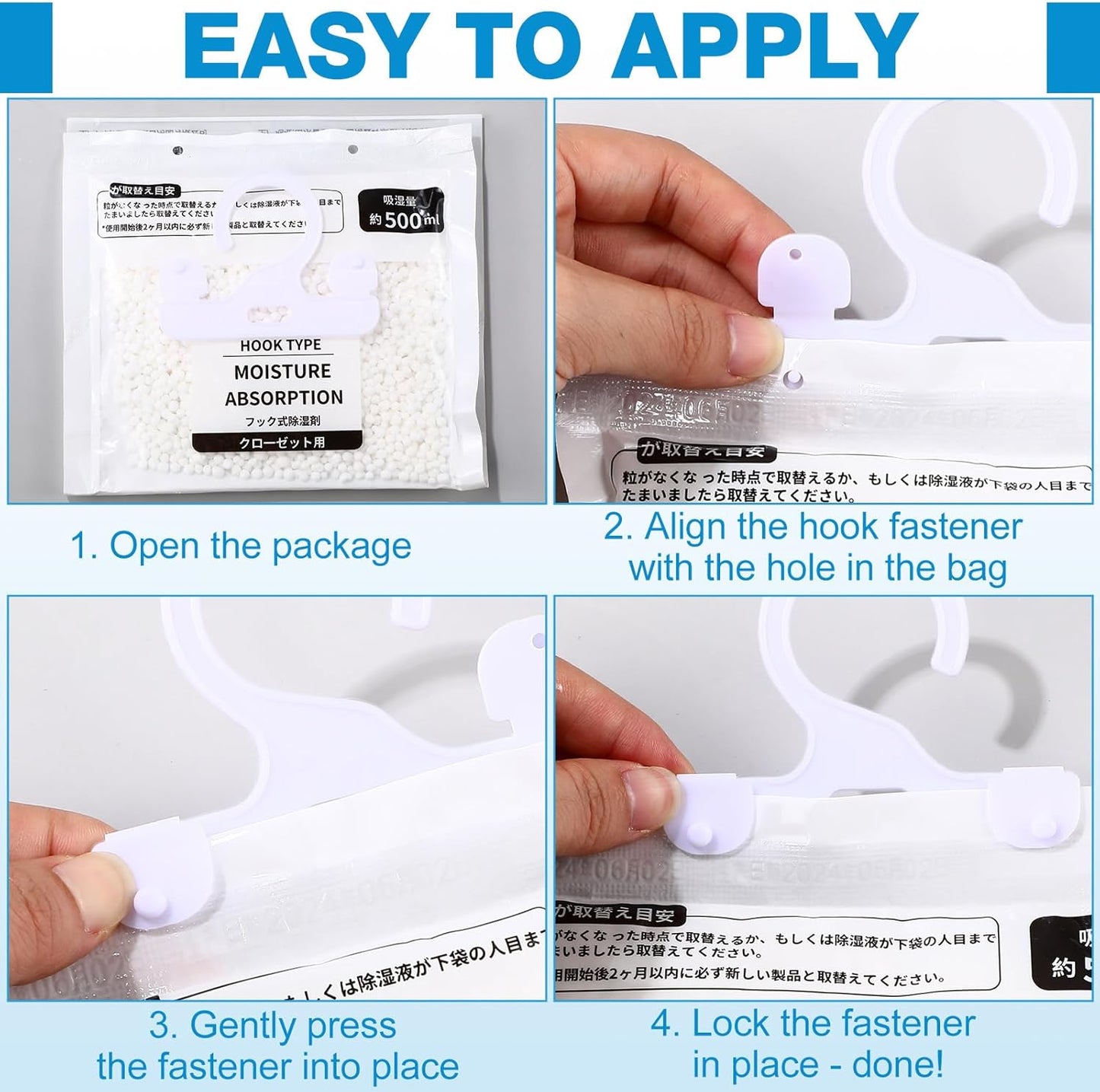 Nuanchu 30 Pack 500 ml Moisture Absorber Hanging Closet Dehumidifier Bags Unscented Hanging