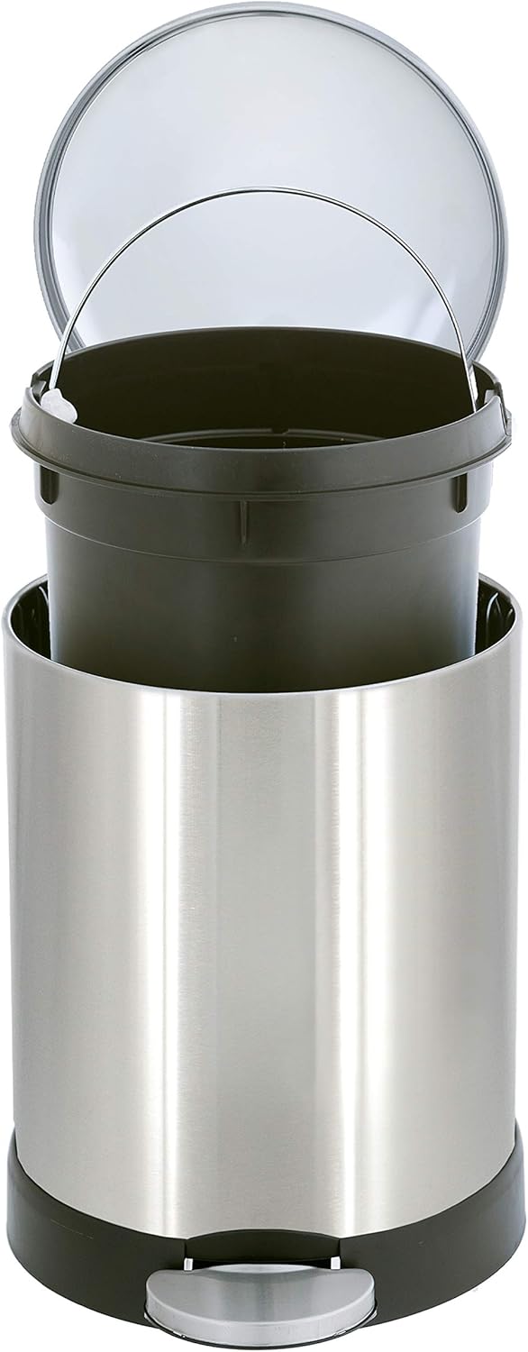 GLAD Small Trash Can, 1.2 Gallon | Round Stainless Steel Garbage Bin with Soft Close Lid & Step