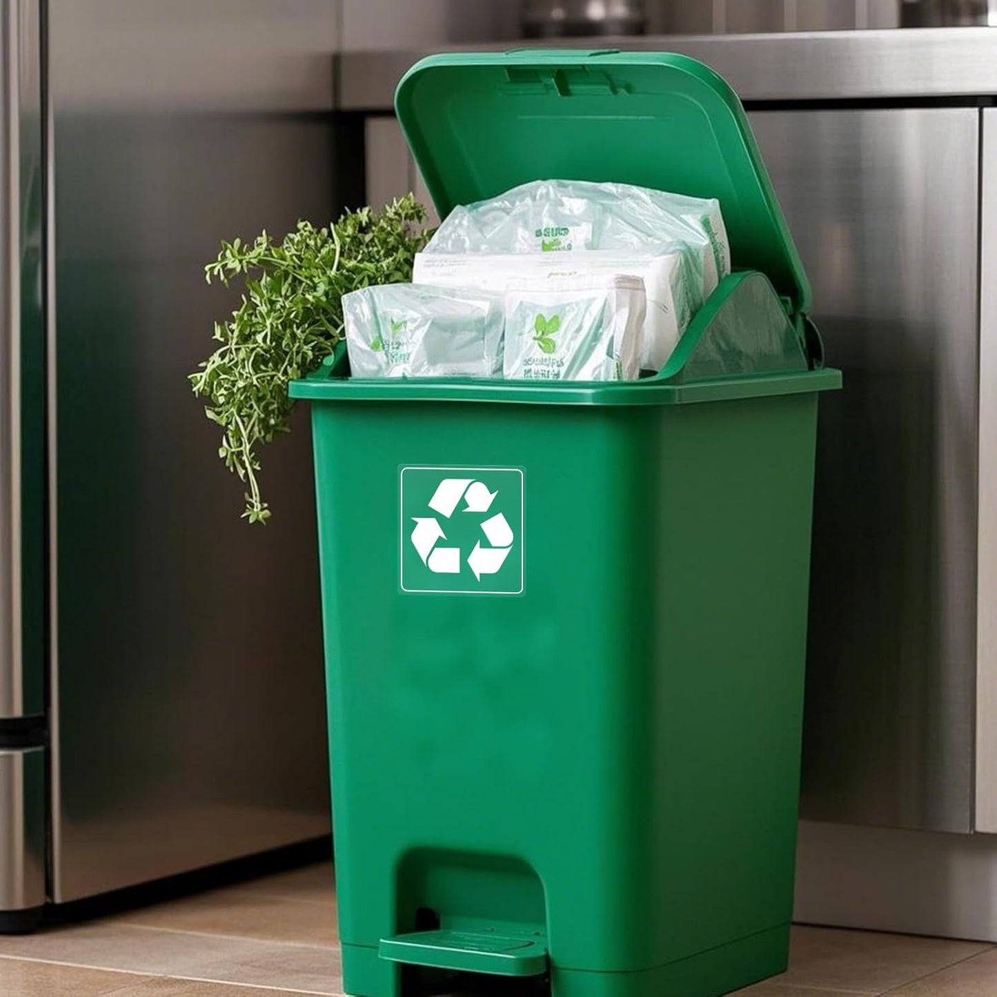 10 Pack Recycle and Trash Clear Stickers 3×3 Inches Vinyl Transparent Weatherproof Self Adhesive