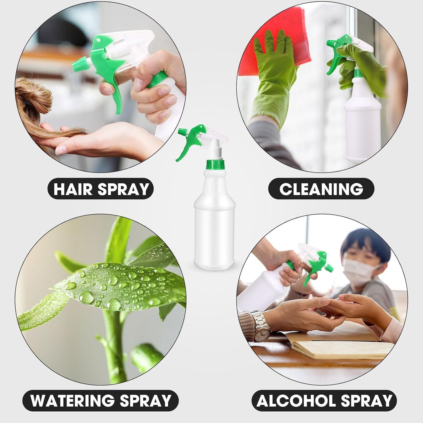 Eccliy 12 Pcs 16 Oz Plastic Spray Bottle, Adjustable Empty Reusable Sprayer for Cleaning, Planting
