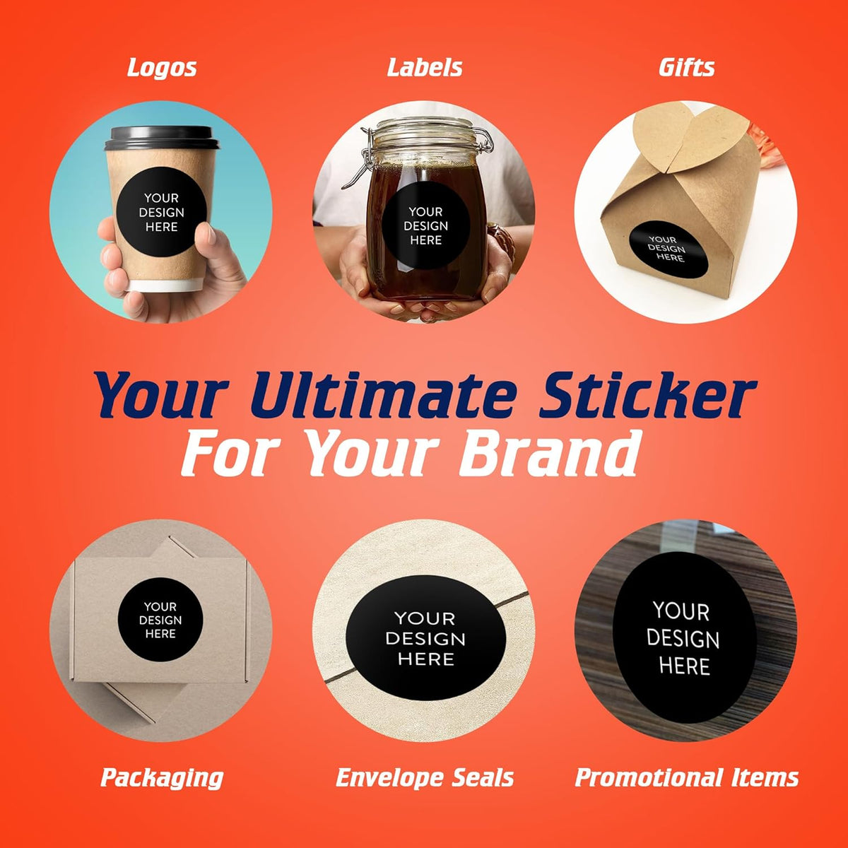 5-1000 Custom Vinyl Stickers - Upload Your own Image, Text, Design, Logo - Personalized Logo Labels