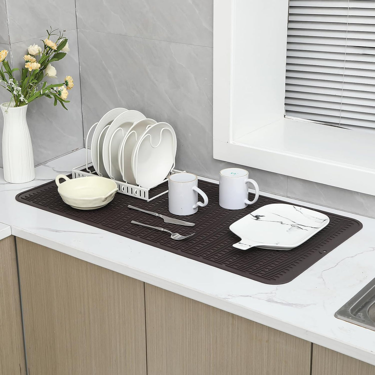 Silicone Dish Drying Mat for Multiple Usage,Easy clean,Eco-friendly,Heat-resistant Silicone Mat for