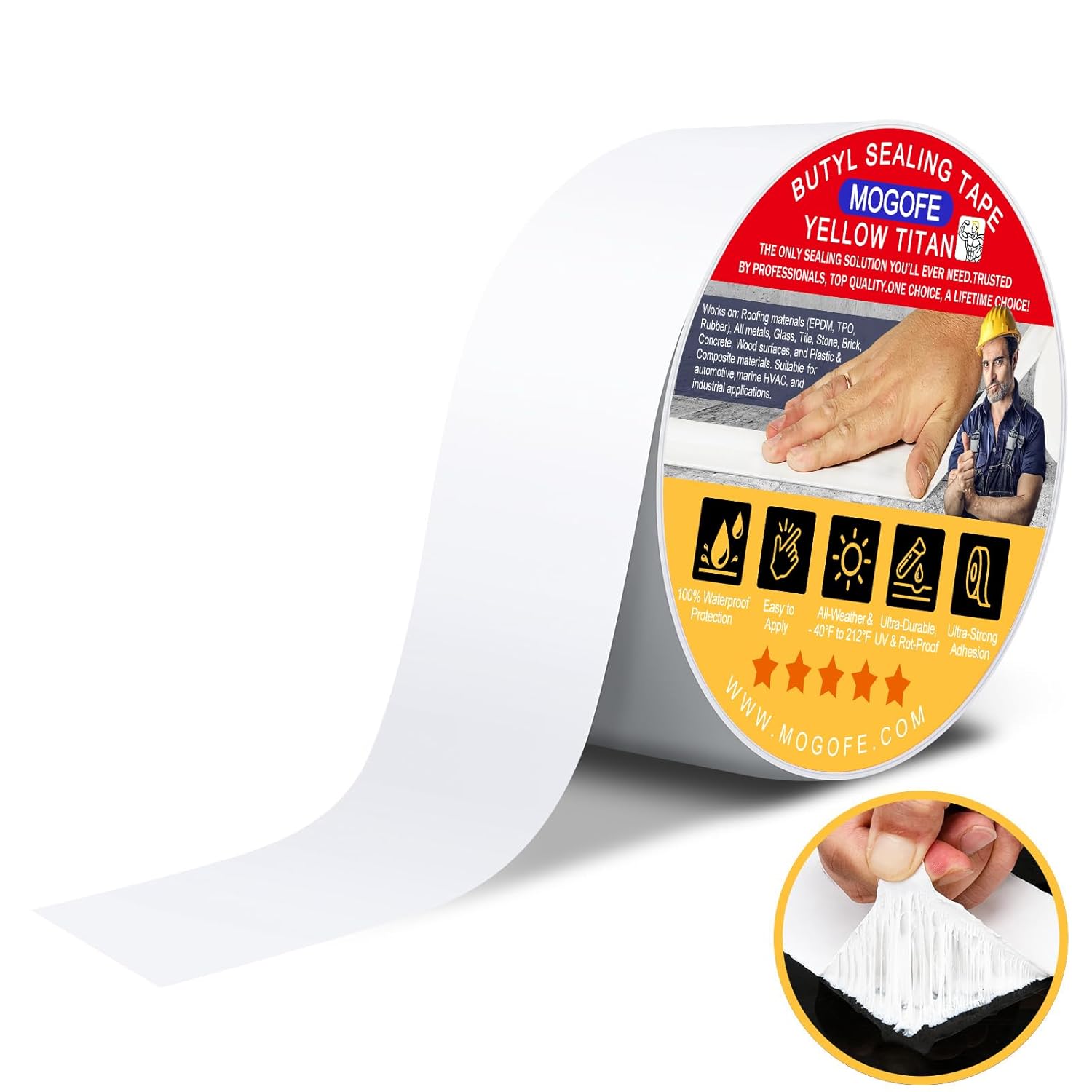 RV Roof Sealant Tape White, 1.5 Inch x 50 Feet RV Repair Roof Sealer Seal Tape UV-Resistant