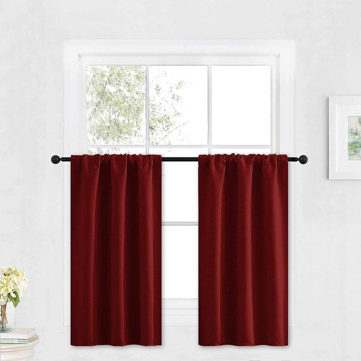 RYB HOME Small Window Curtains - Room Darkening Light Block Energy Efficient Privacy Drapes for