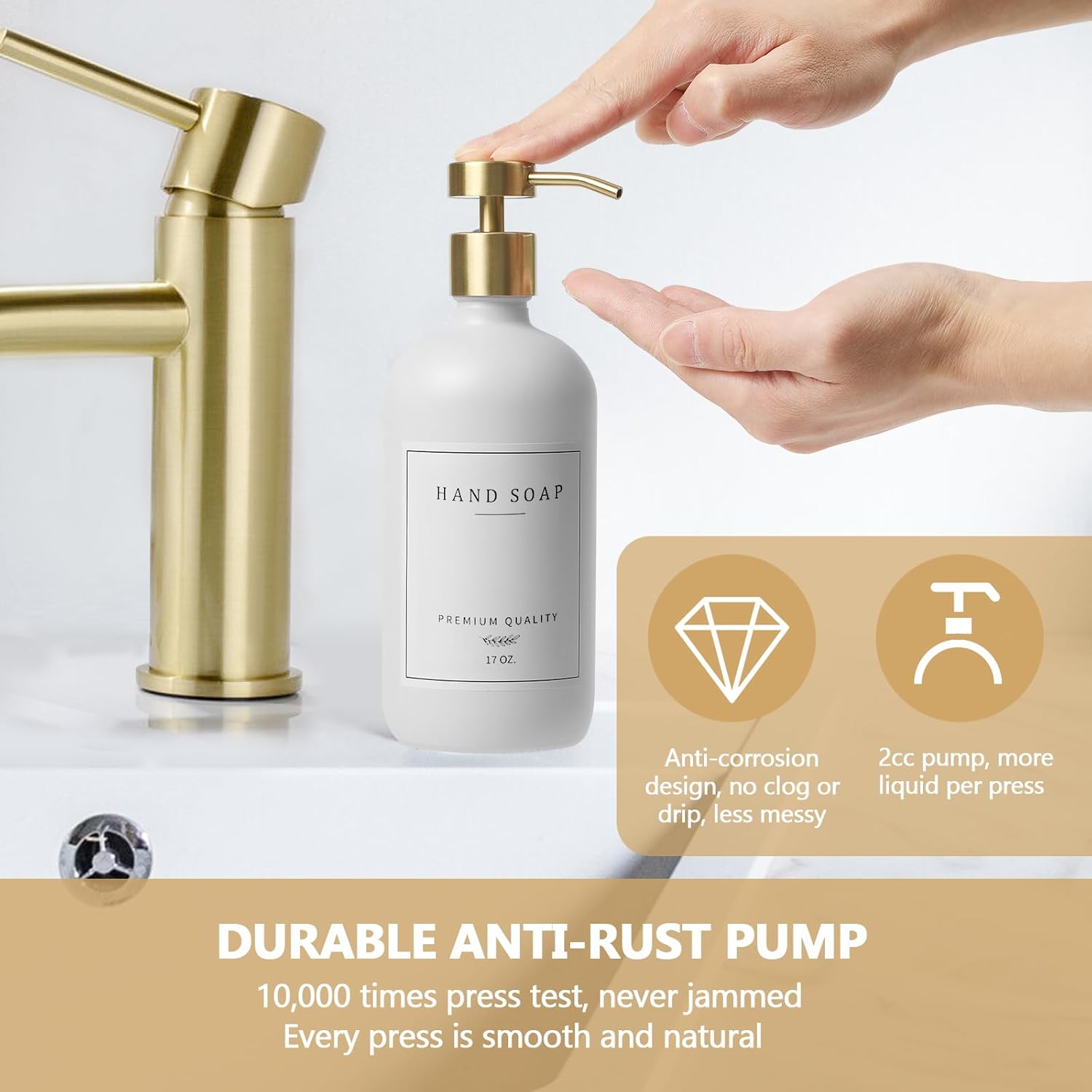 Soap Dispenser Bathroom - Kitchen Dish and Hand Soap Dispenser Set, Glass Bathroom Soap Lotion
