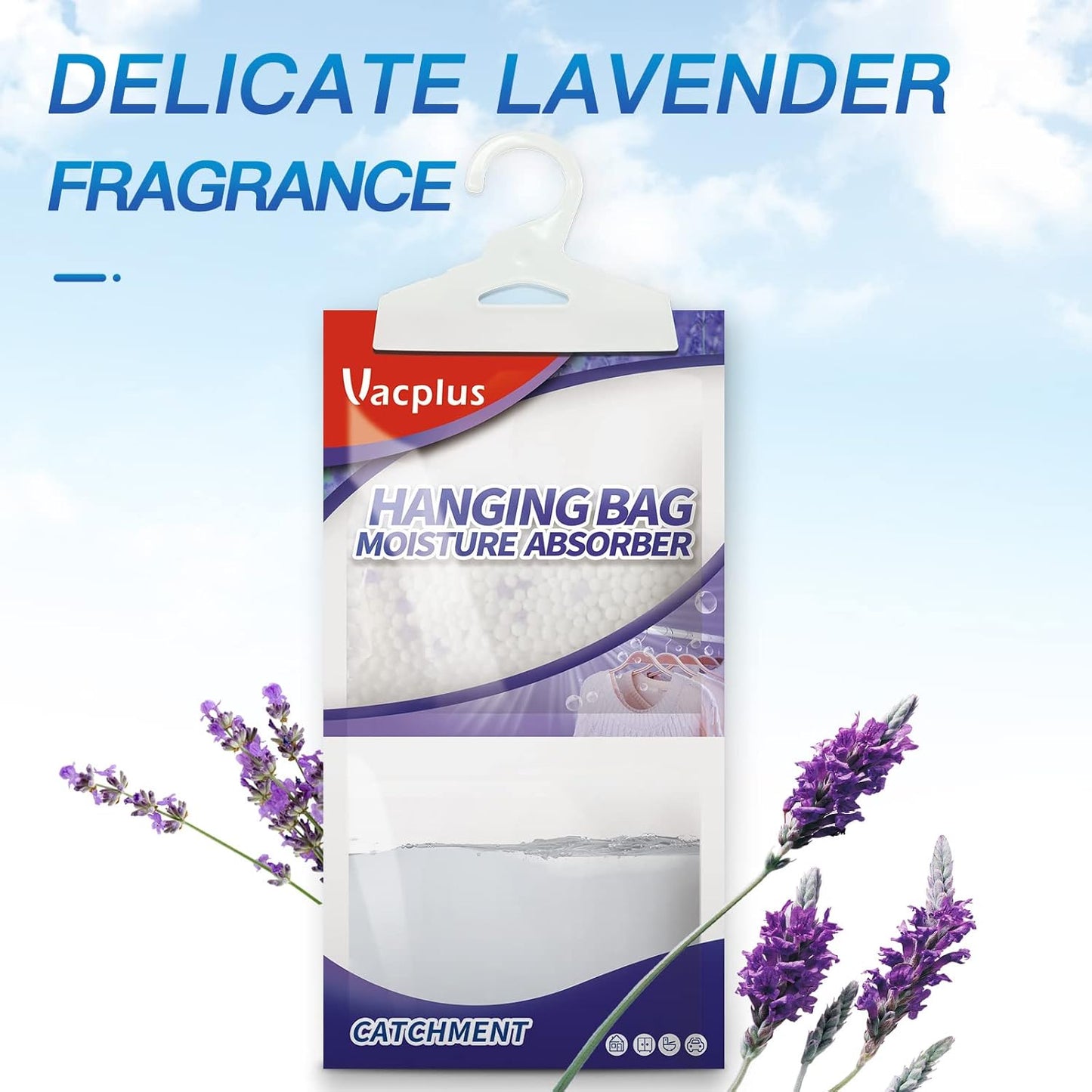 Vacplus Moisture Absorbers, Hanging Closet Dehumidifier Bags, Humidity Packs, Desiccant, Closet
